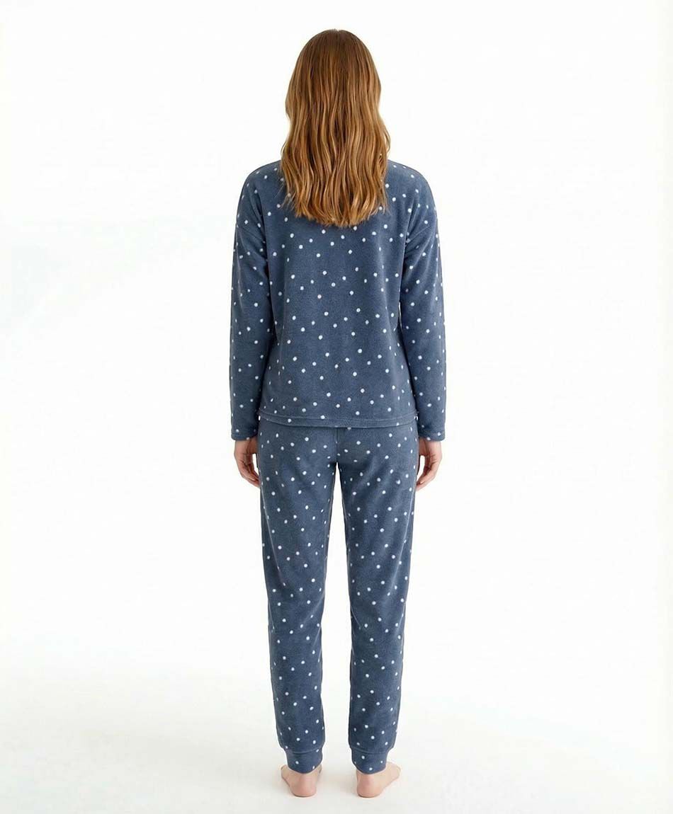 Pijama mujer polar lunares white