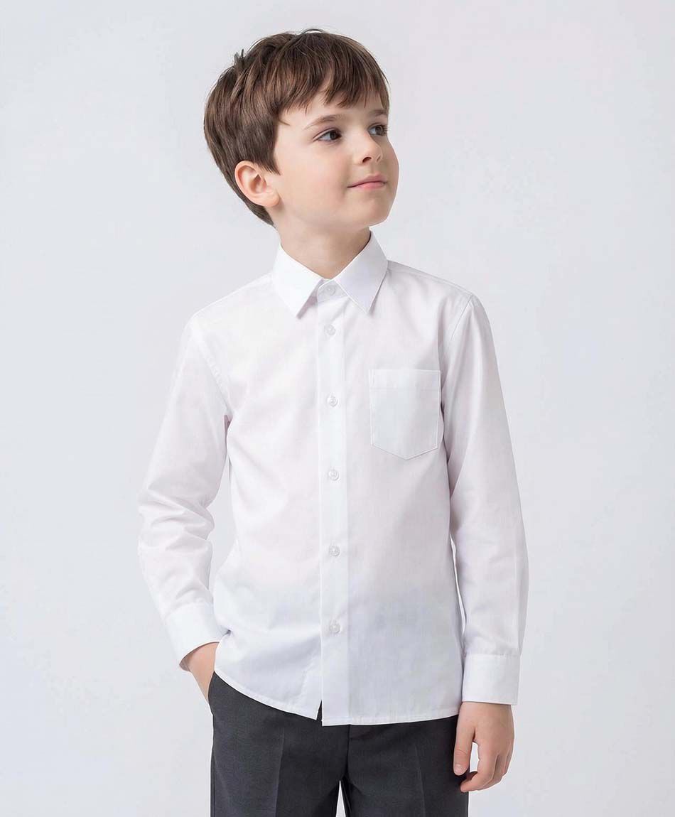 Camisa escolar blanca lisa bolsillo