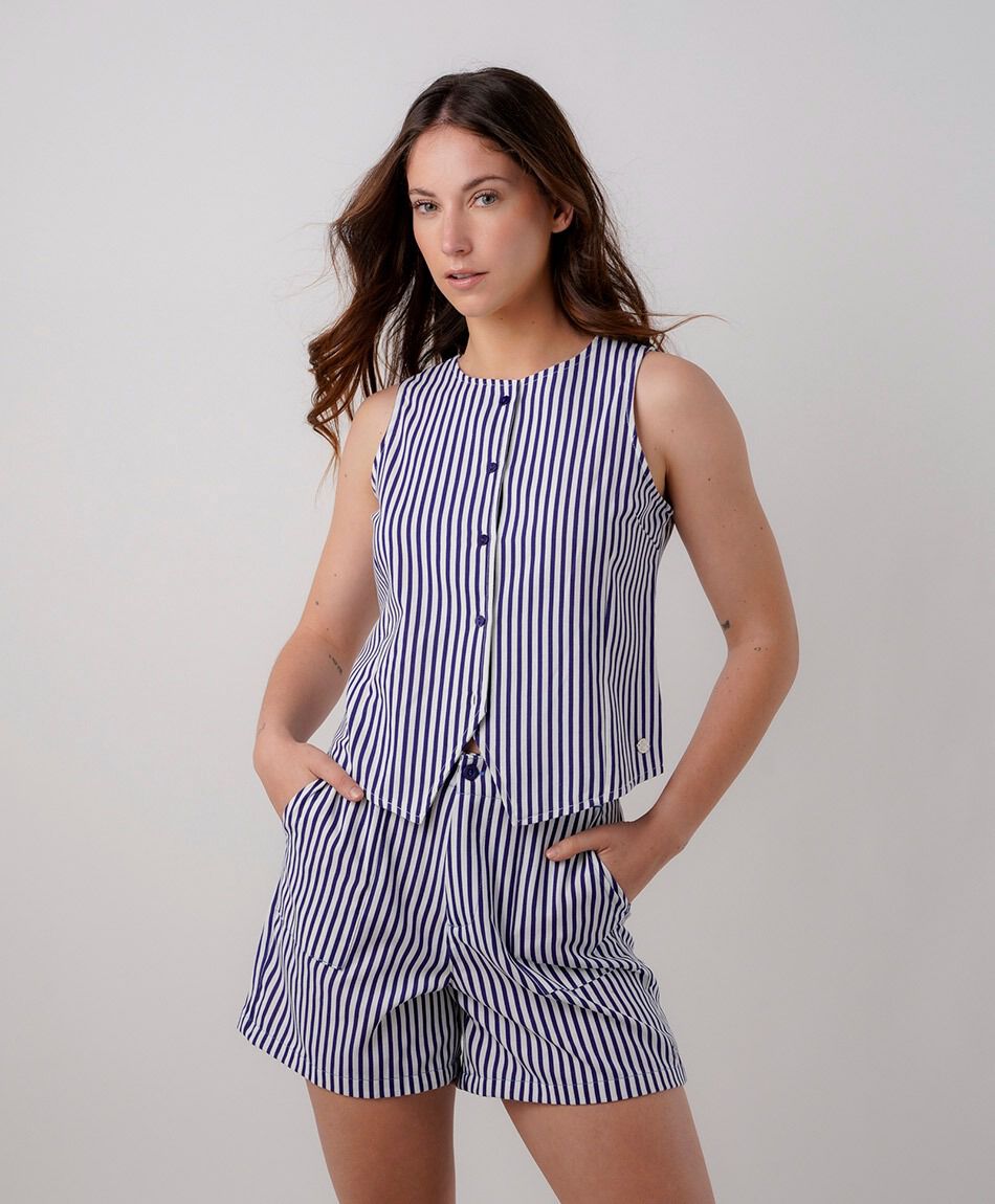 Short mujer rayas bolsillos