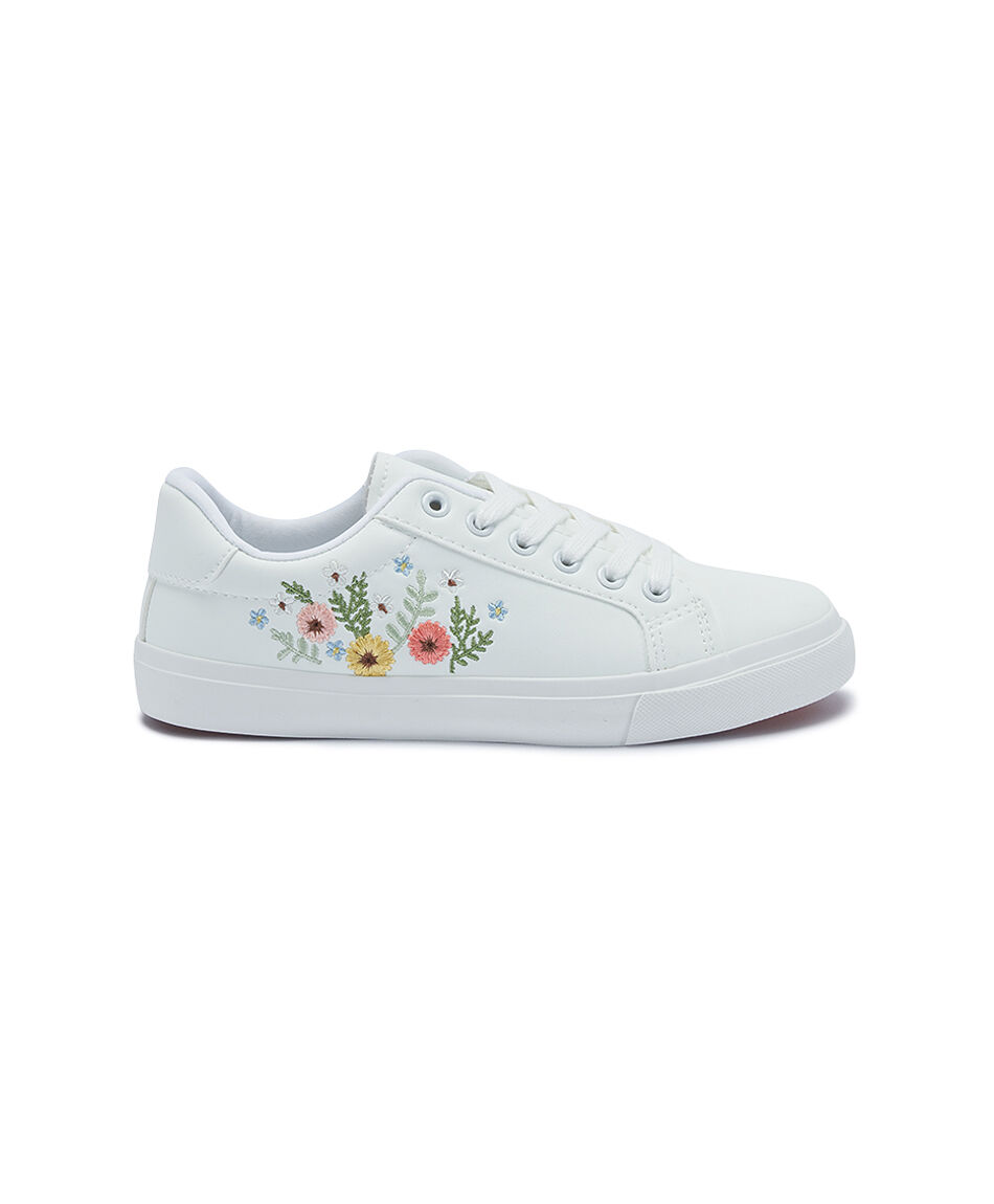 Zapatilla mujer bordado floral
