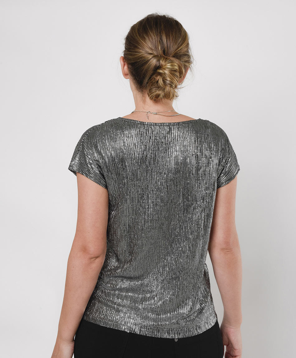 Polera mujer cruzada brillante