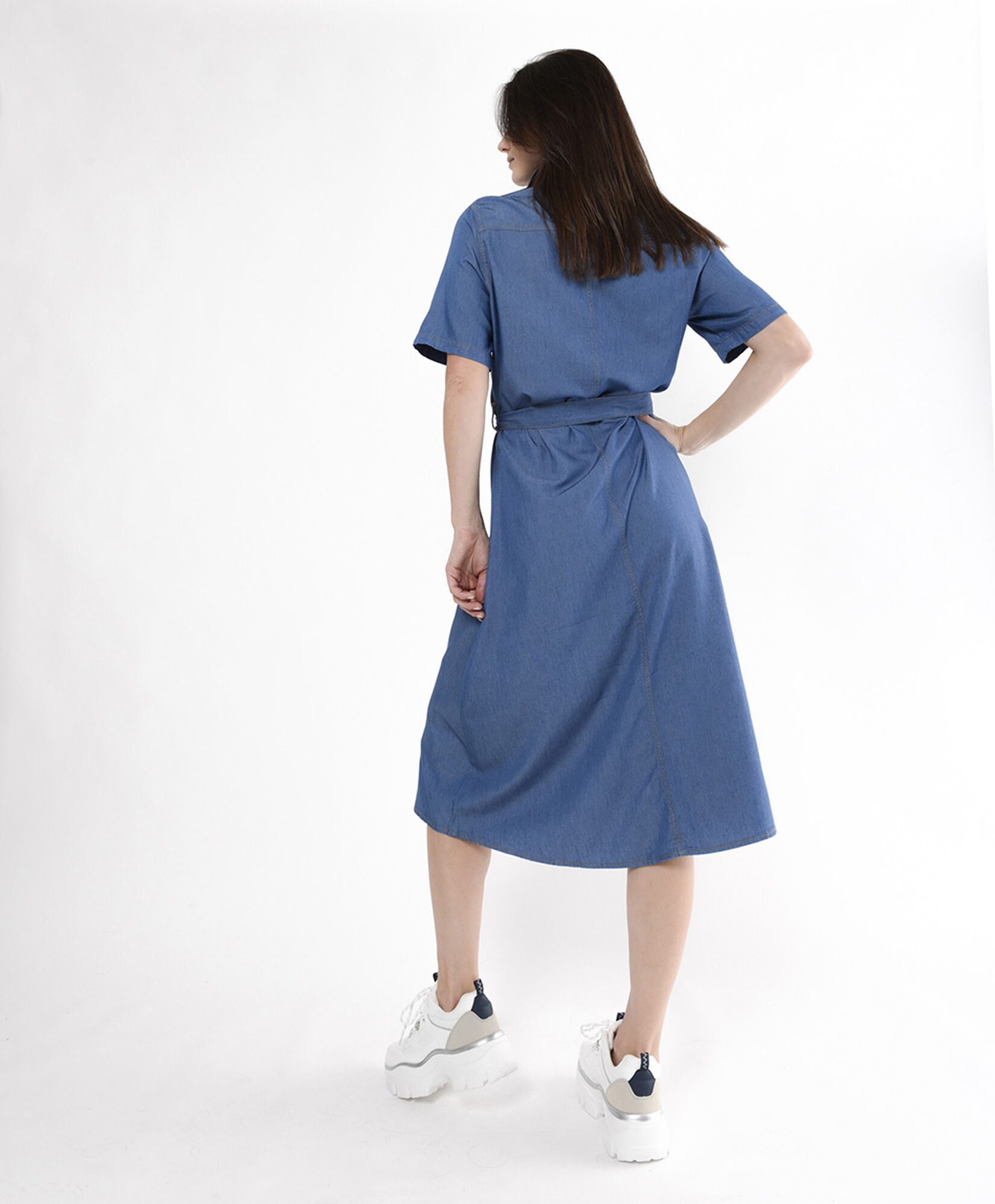 Vestido midi mujer denim botones TRICOT