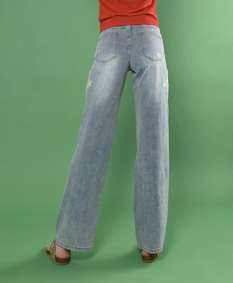 Jeans wide bordado