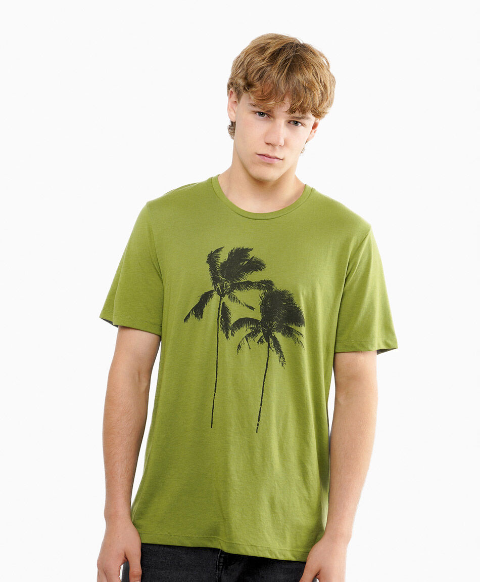 Polera hombre estampado palmeras