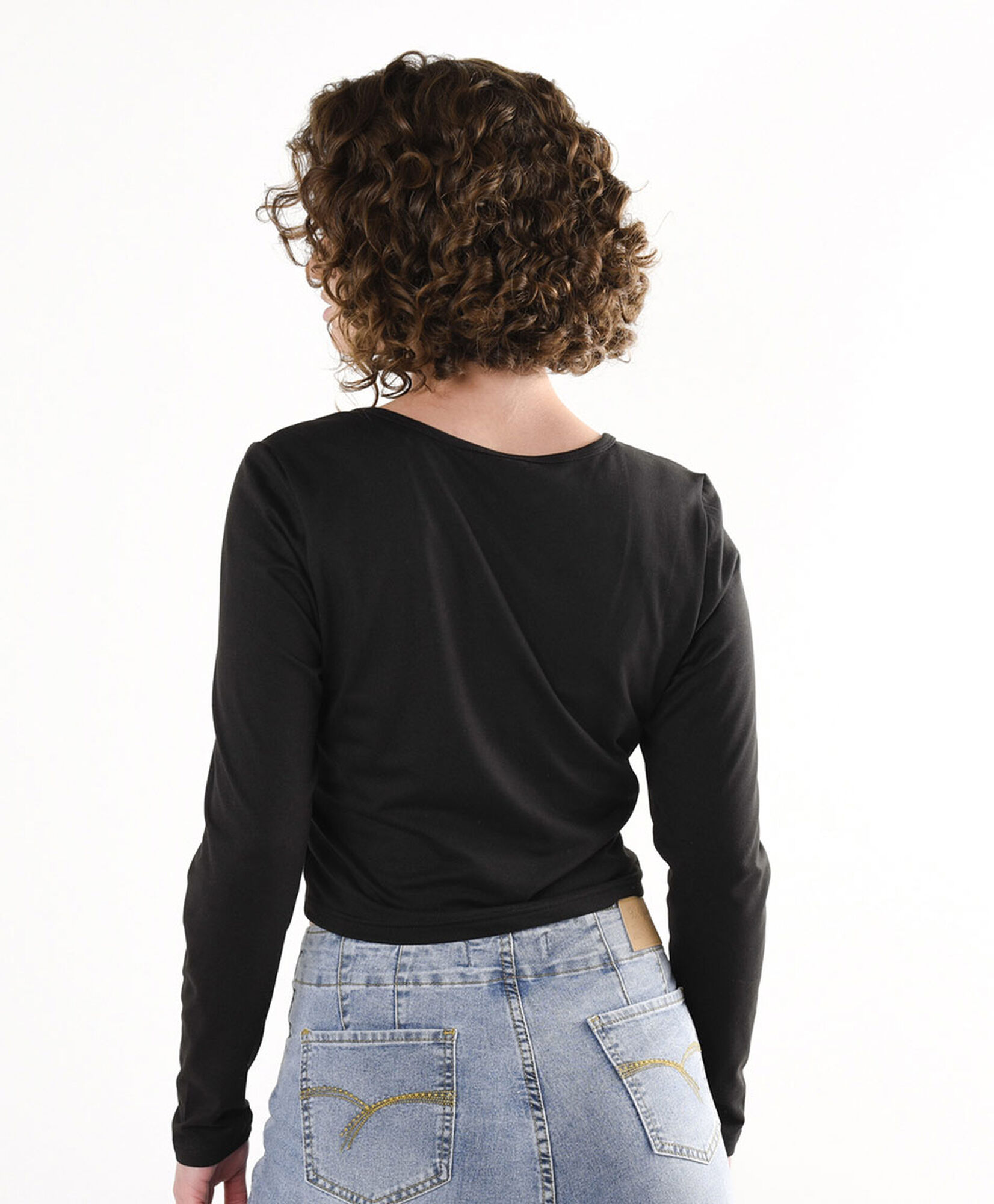 Polera mujer corta cuello cuadrado negra Polera mujer corta cuello cuadrado negra