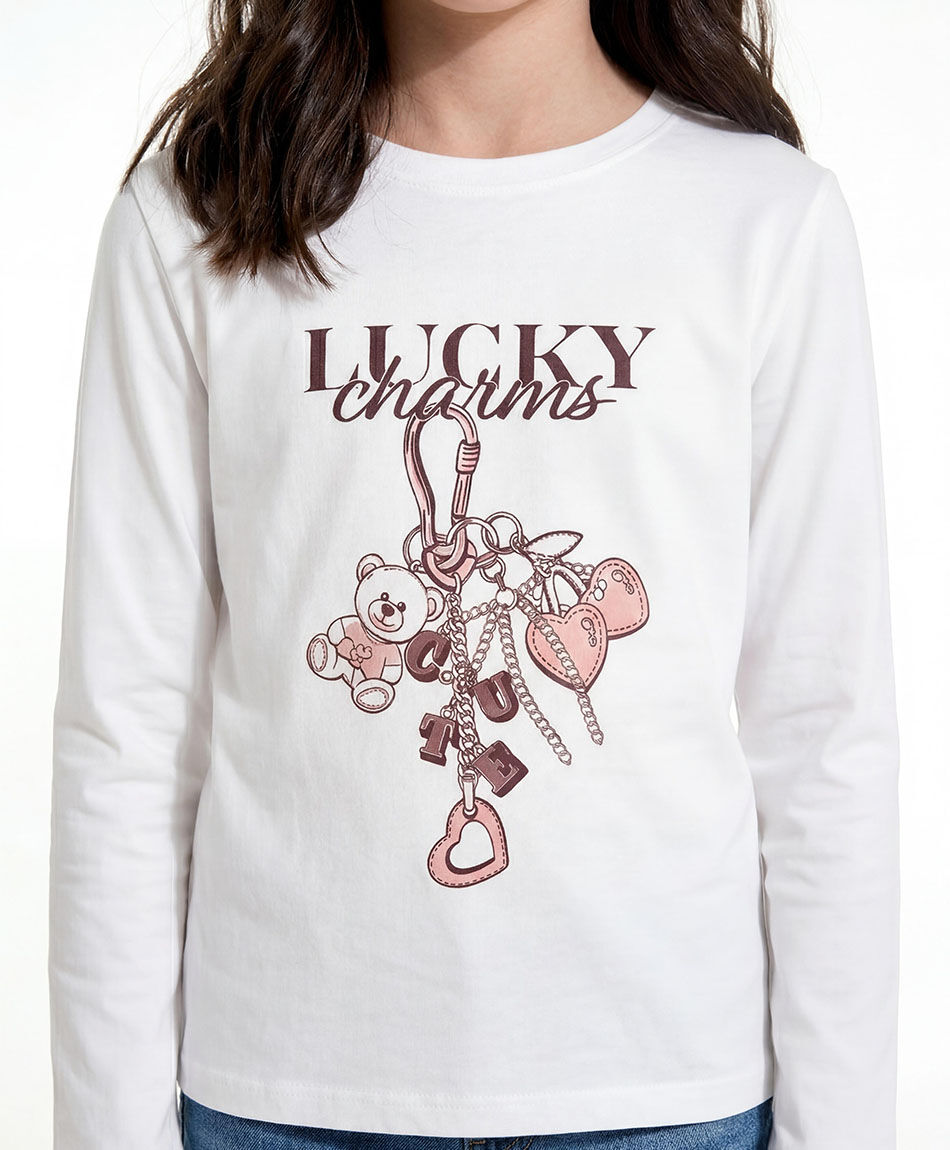 Polera ni&ntilde;a estampado lucky charns