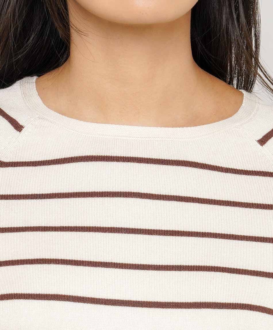 Sweater mujer manga 3/4 lineas white