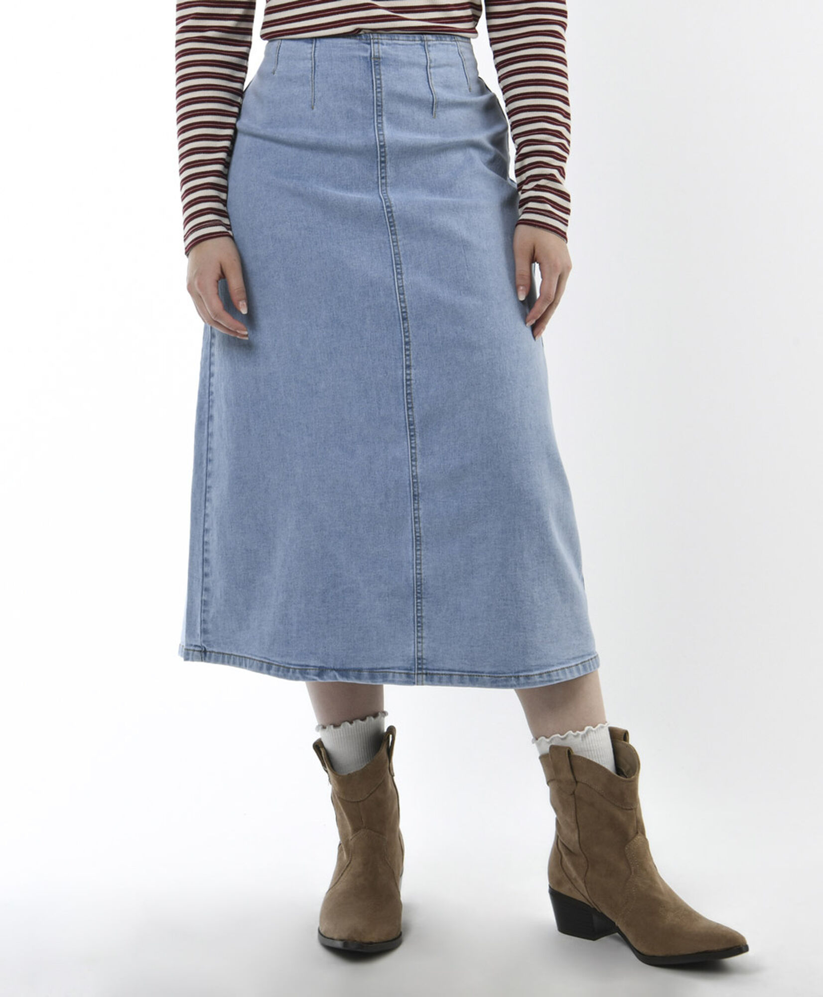 Falda mujer larga denim pinzas Falda mujer larga denim pinzas