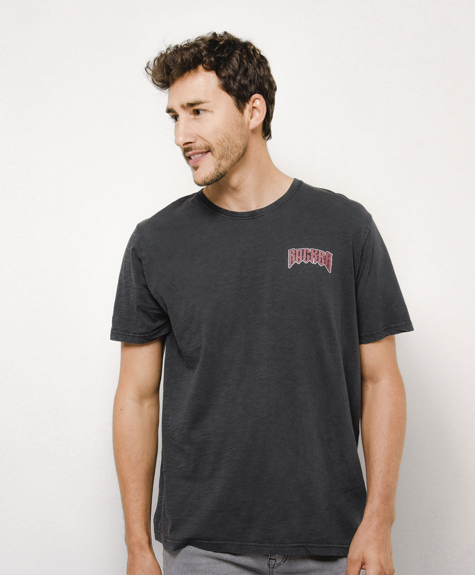 Polera hombre doble estampado rocker