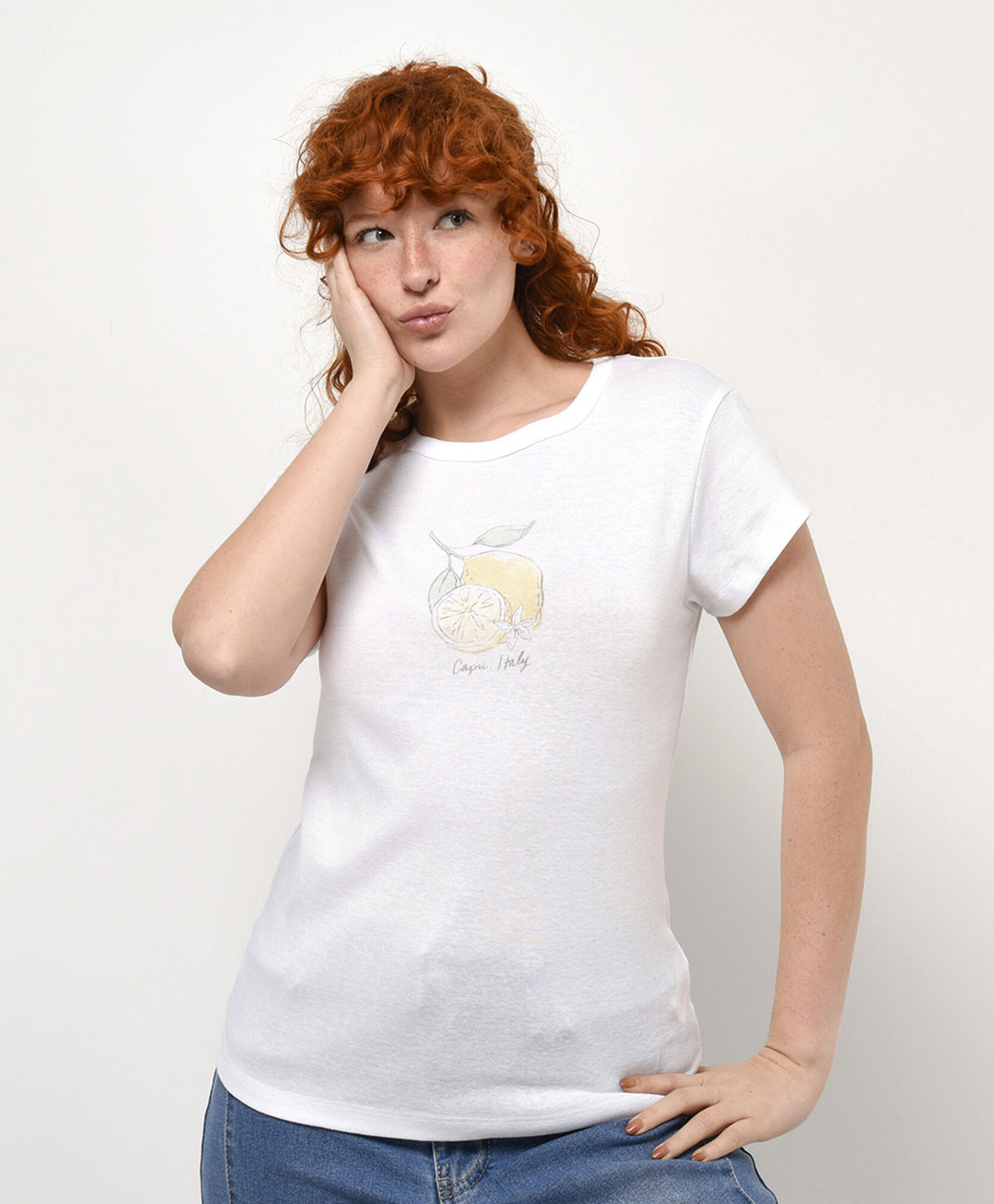 Polera mujer estampado limón Polera mujer estampado limón
