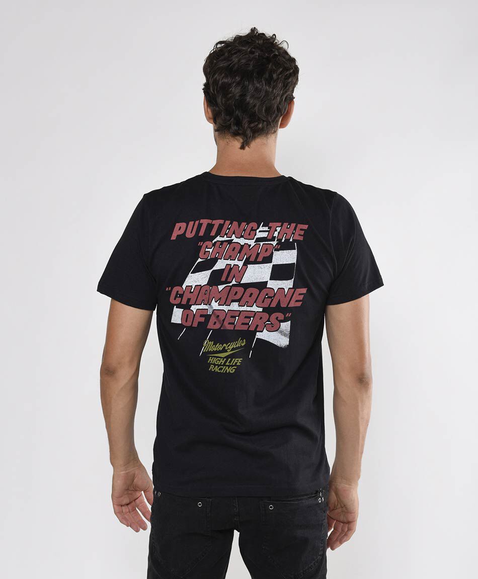 Polera hombre estampado doble texto