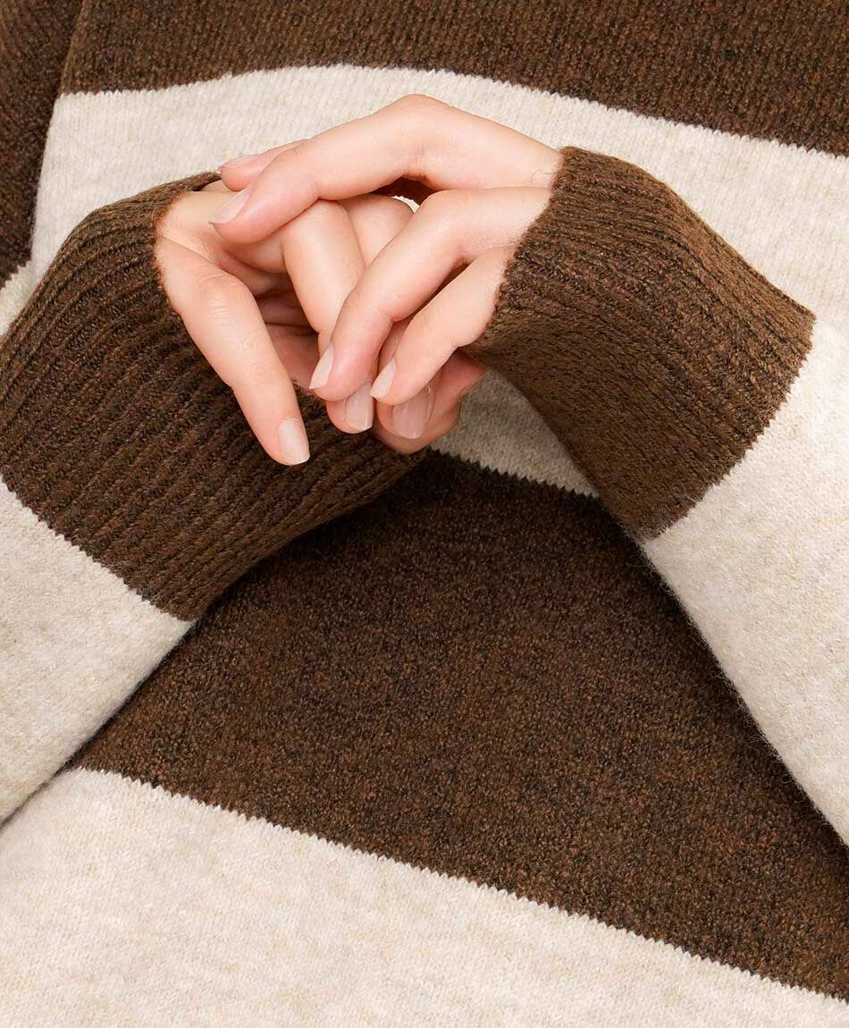 Sweater mujer bicolor brown