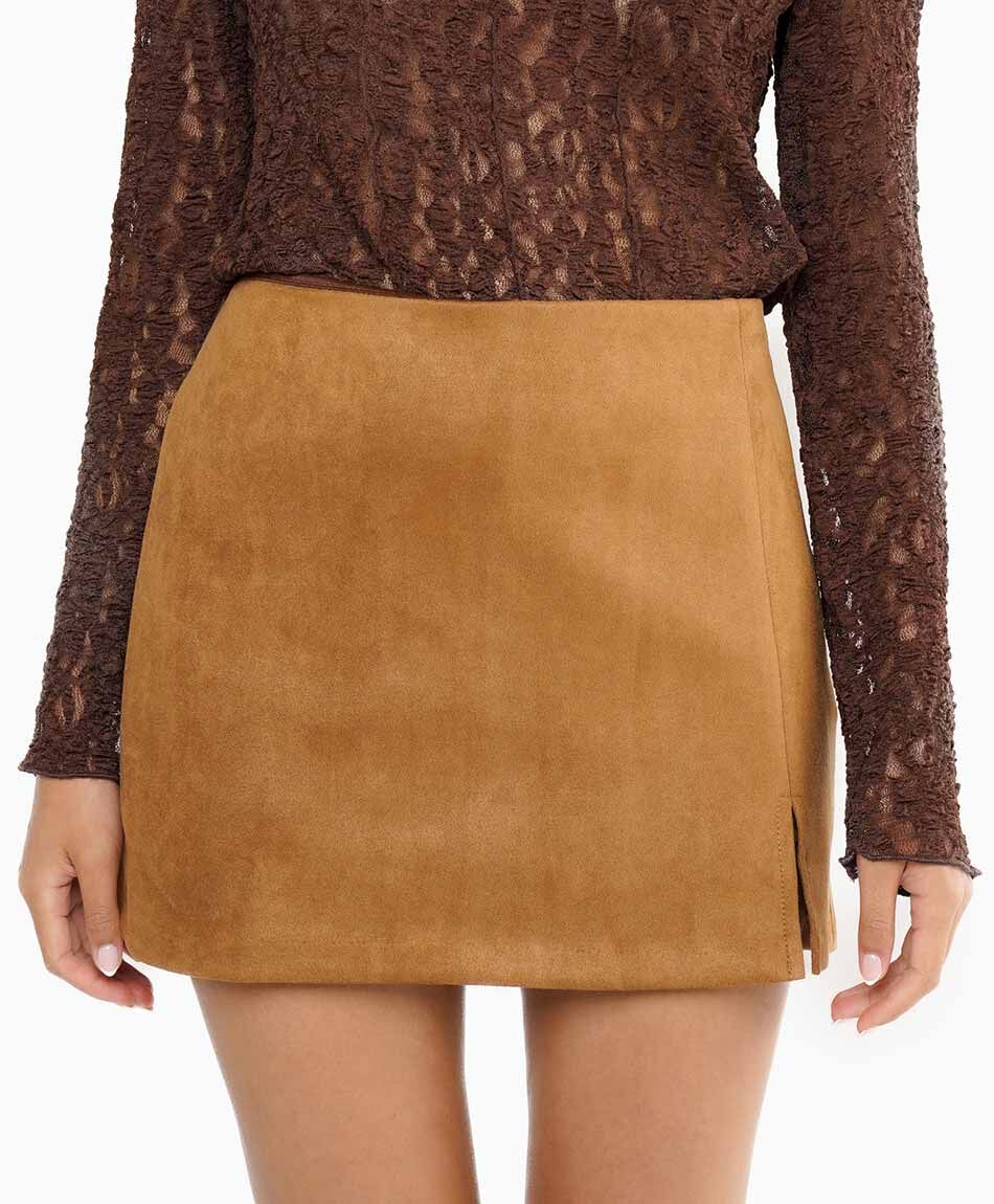 Mini falda mujer sarong suede
