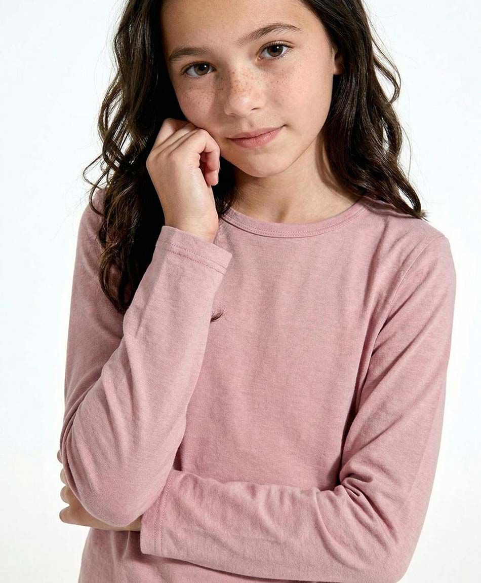 Polera ni&ntilde;a b&aacute;sica manga larga