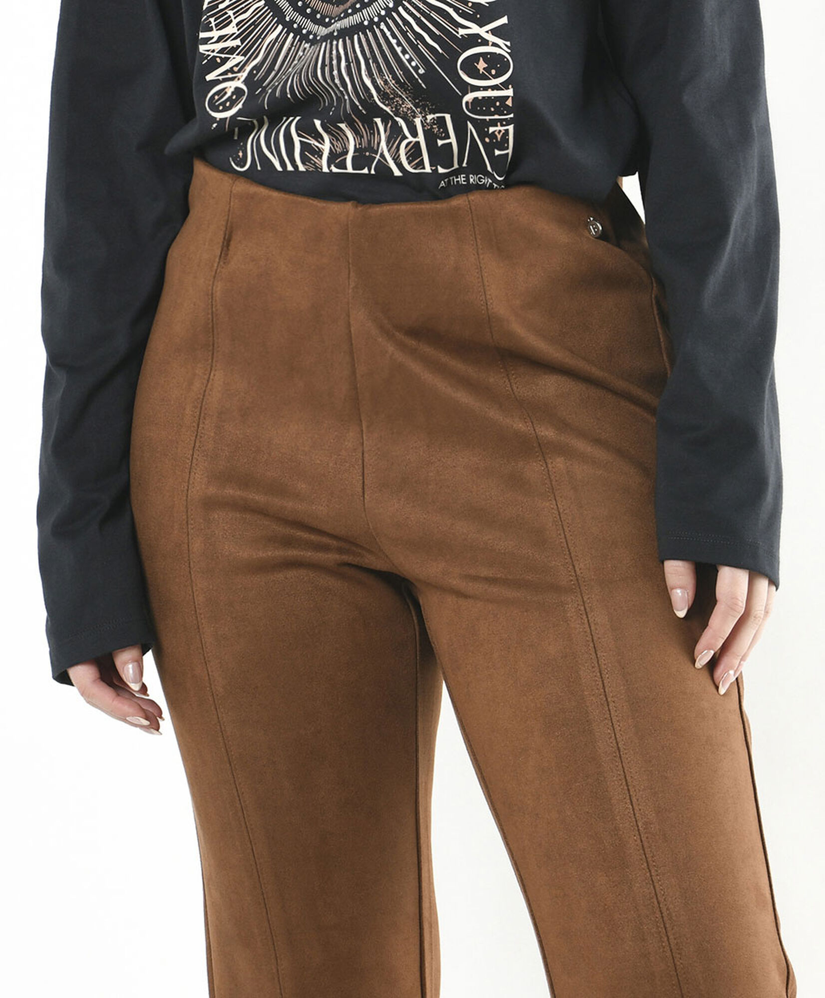 Pantalón mujer suede café wide Pantalón mujer suede café wide