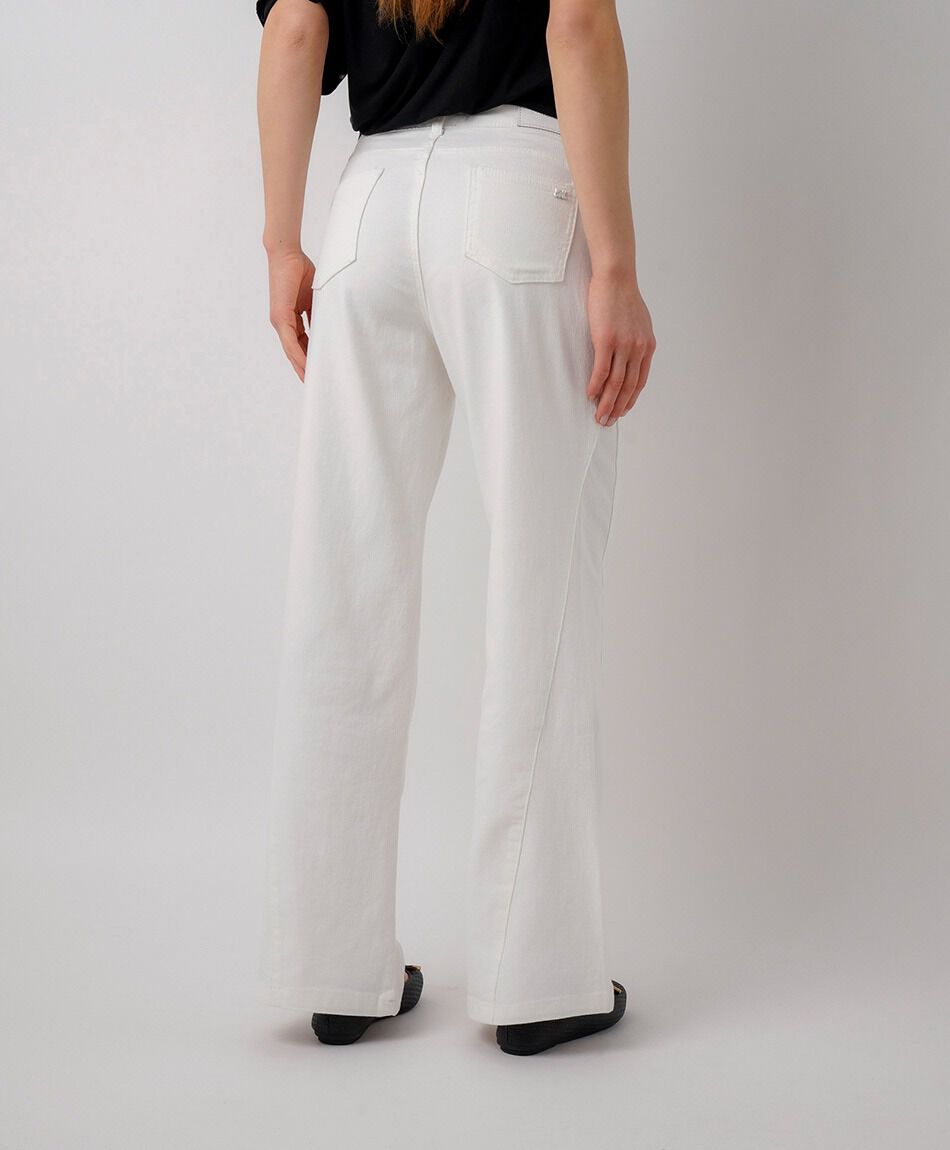 Jeans mujer wide leg blanco