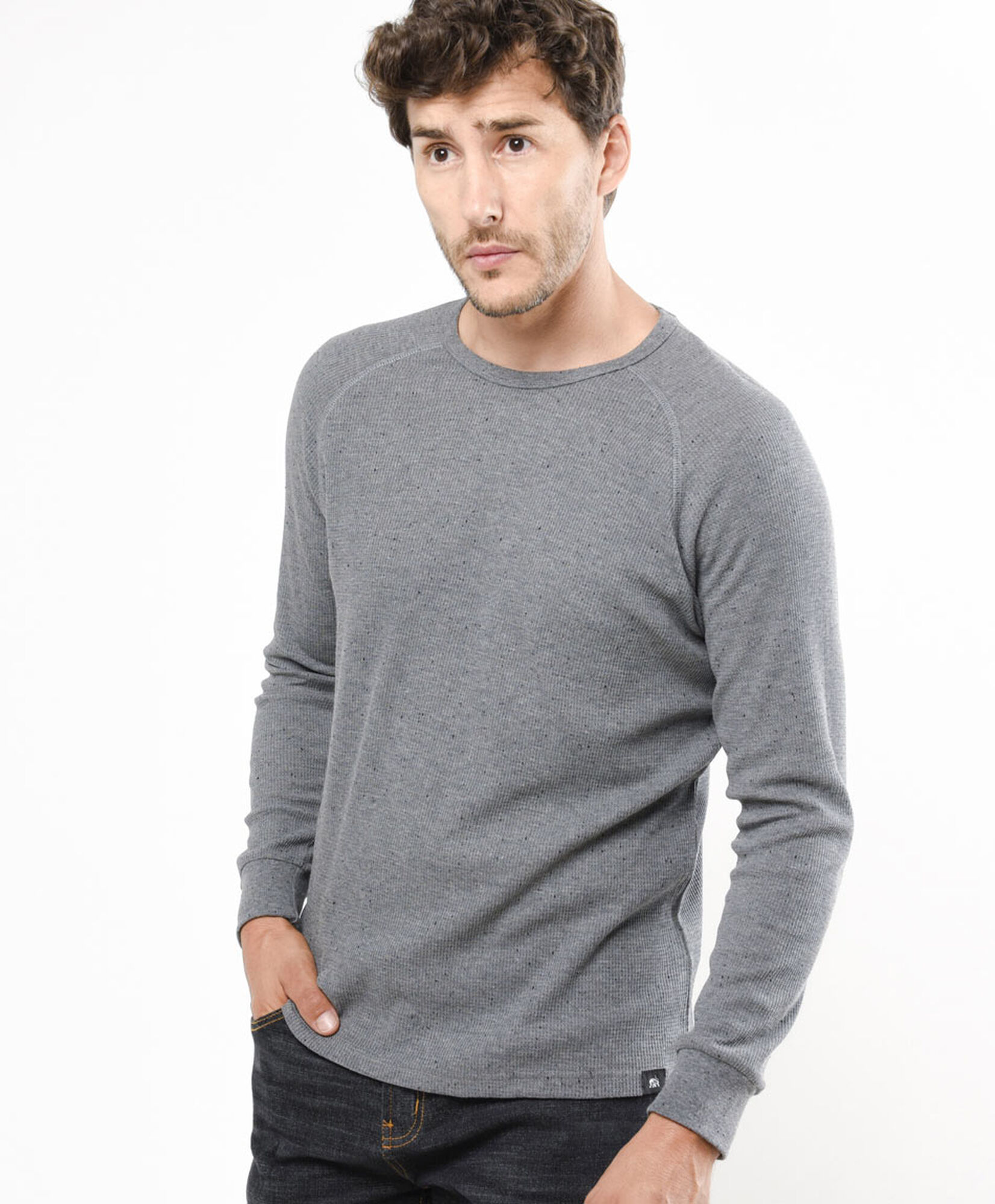 Polera hombre gris manga larga Polera hombre gris manga larga