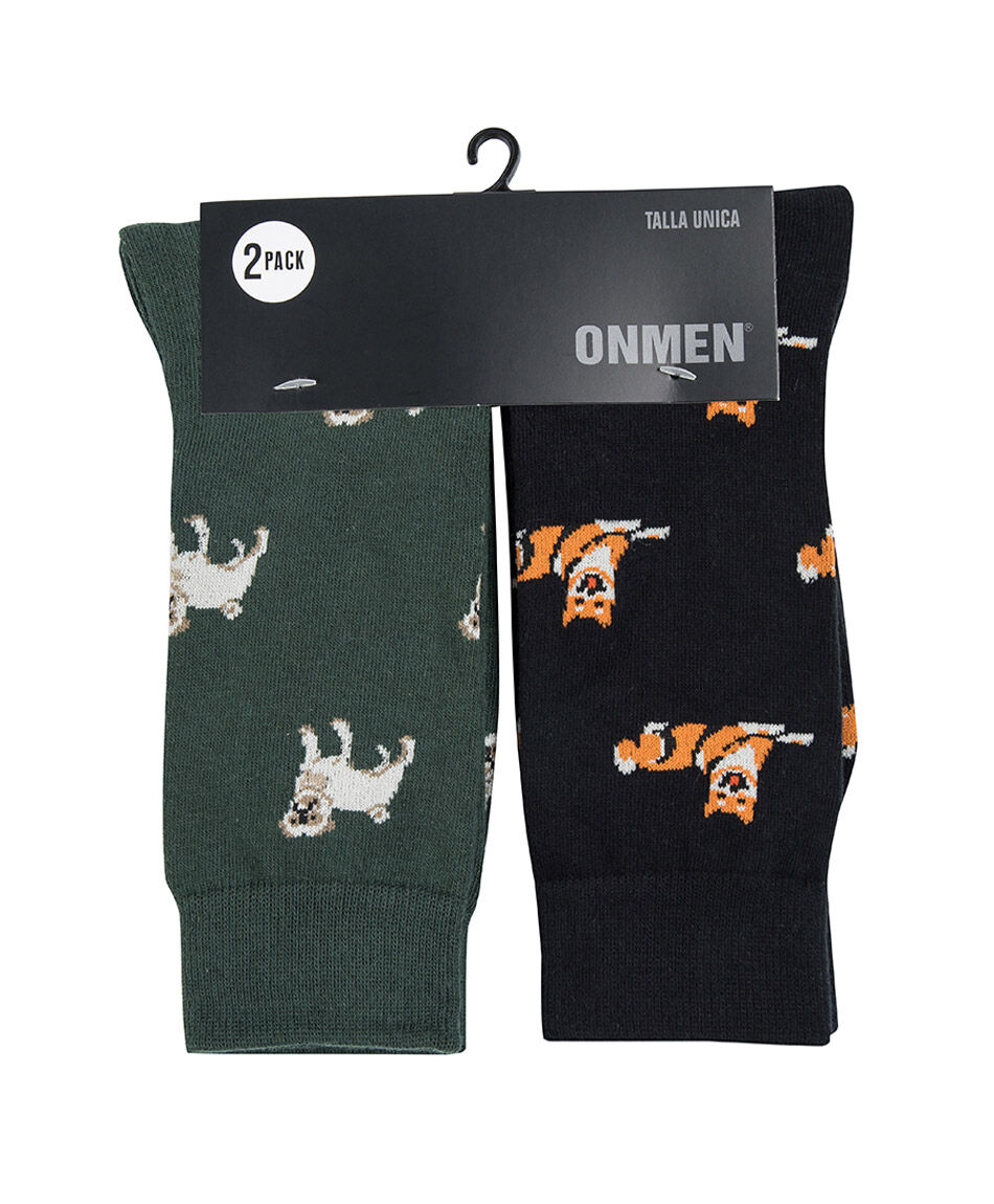 Pack 2 calcetines hombre dise&ntilde;o perritos