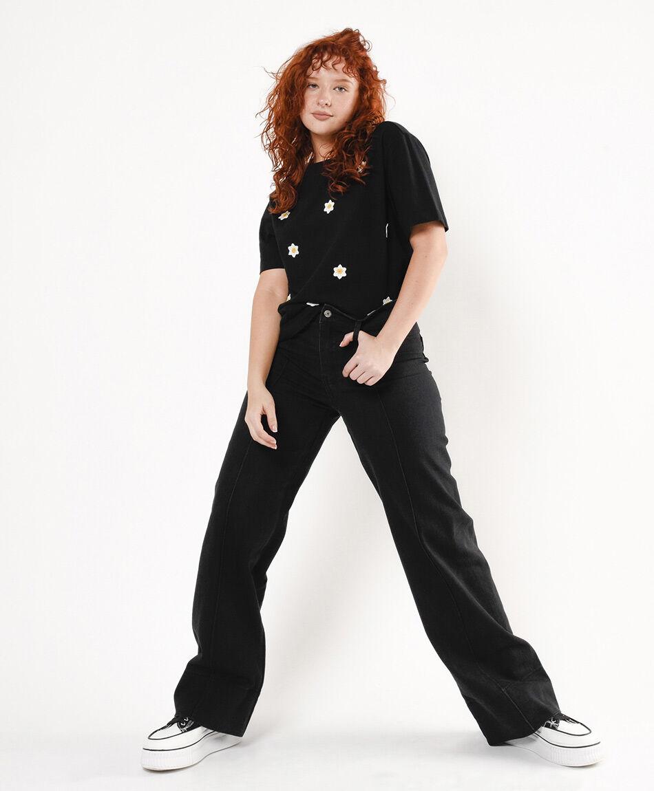 Jeans mujer costuras wide
