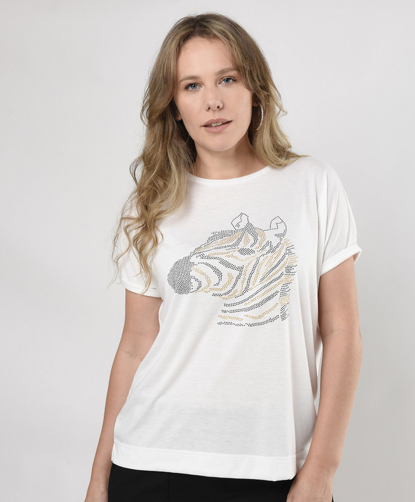Polera mujer estampado cebra brillante Polera mujer estampado cebra brillante