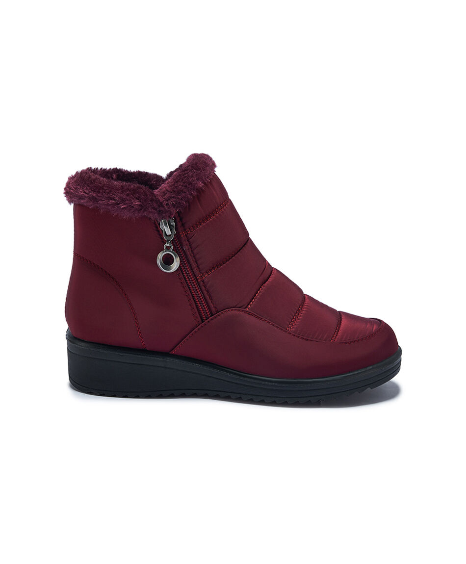 Bot&iacute;n mujer parka cierre color  rojo