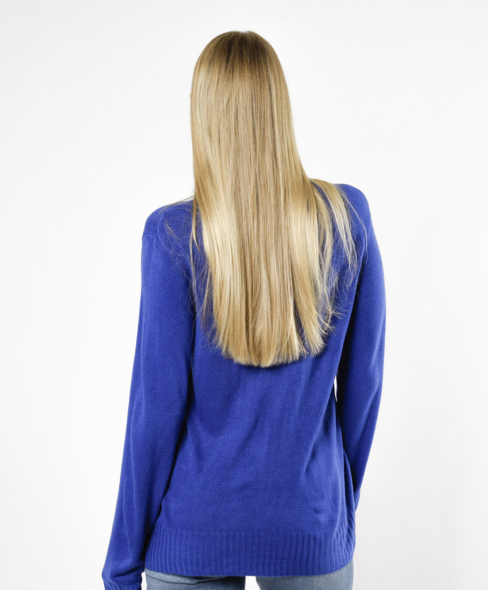 Sweater mujer pretina acanalada azul Sweater mujer pretina acanalada azul
