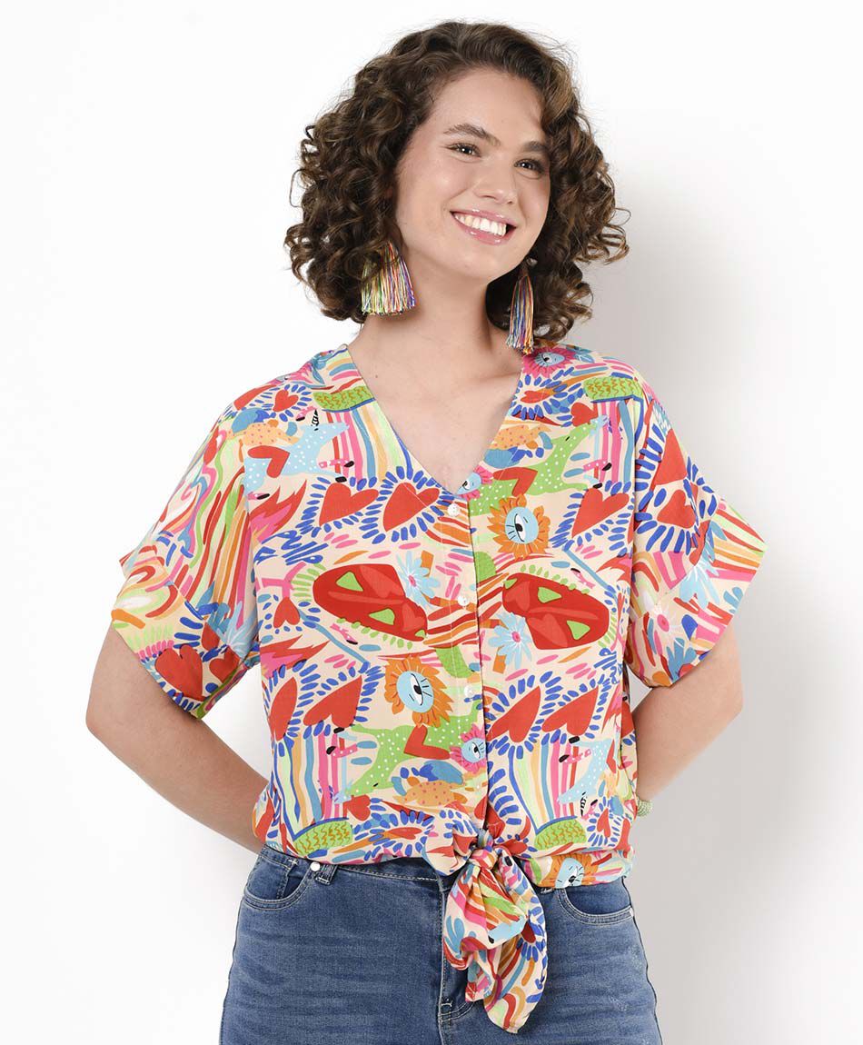 Blusa mujer estampado corazones