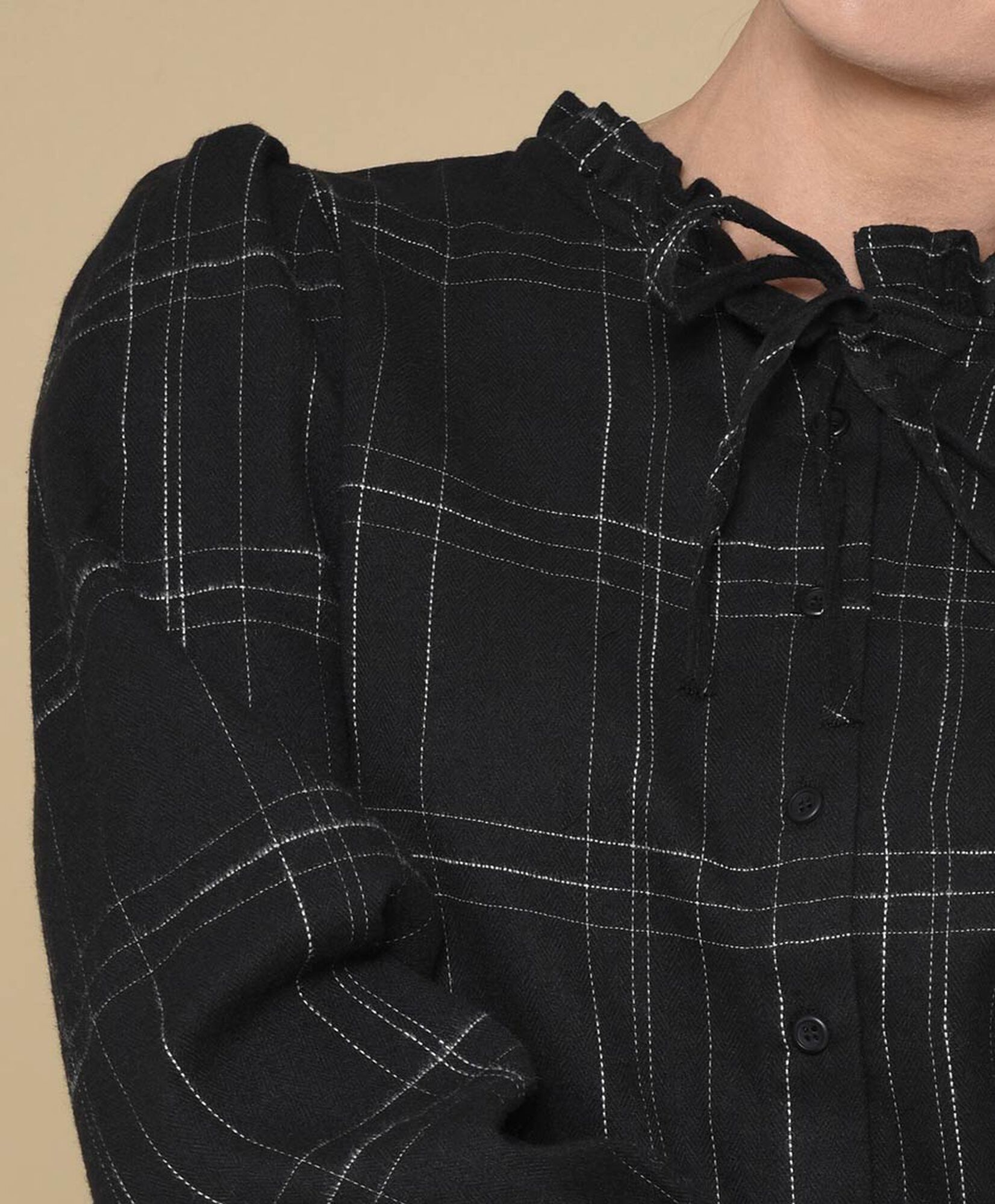 Blusa mujer cuadros lazo Blusa mujer cuadros lazo