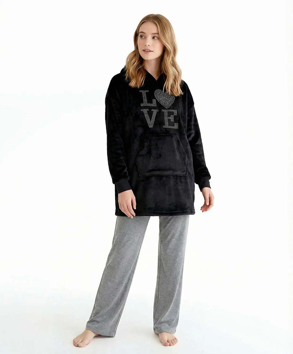 Bata mujer oversize black