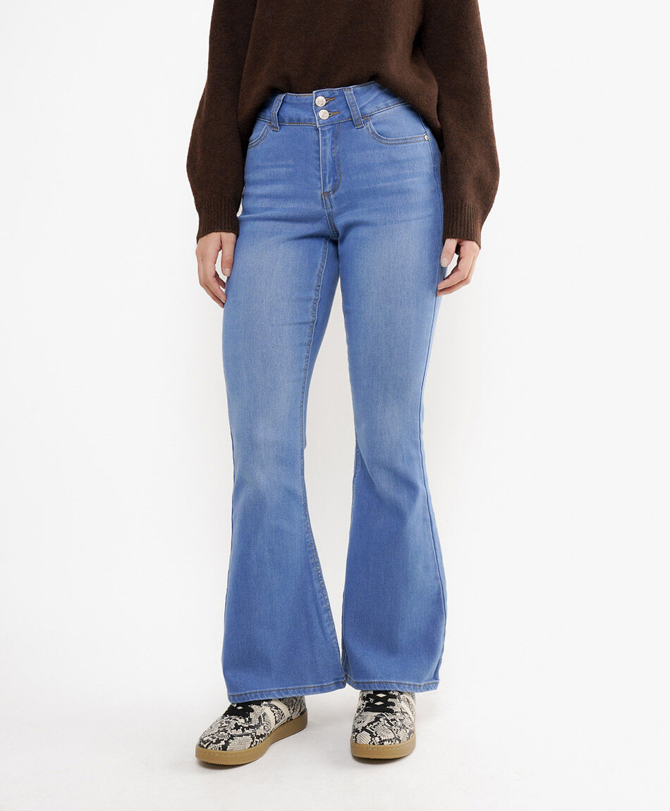 Jeans mujer flare tiro alto blue