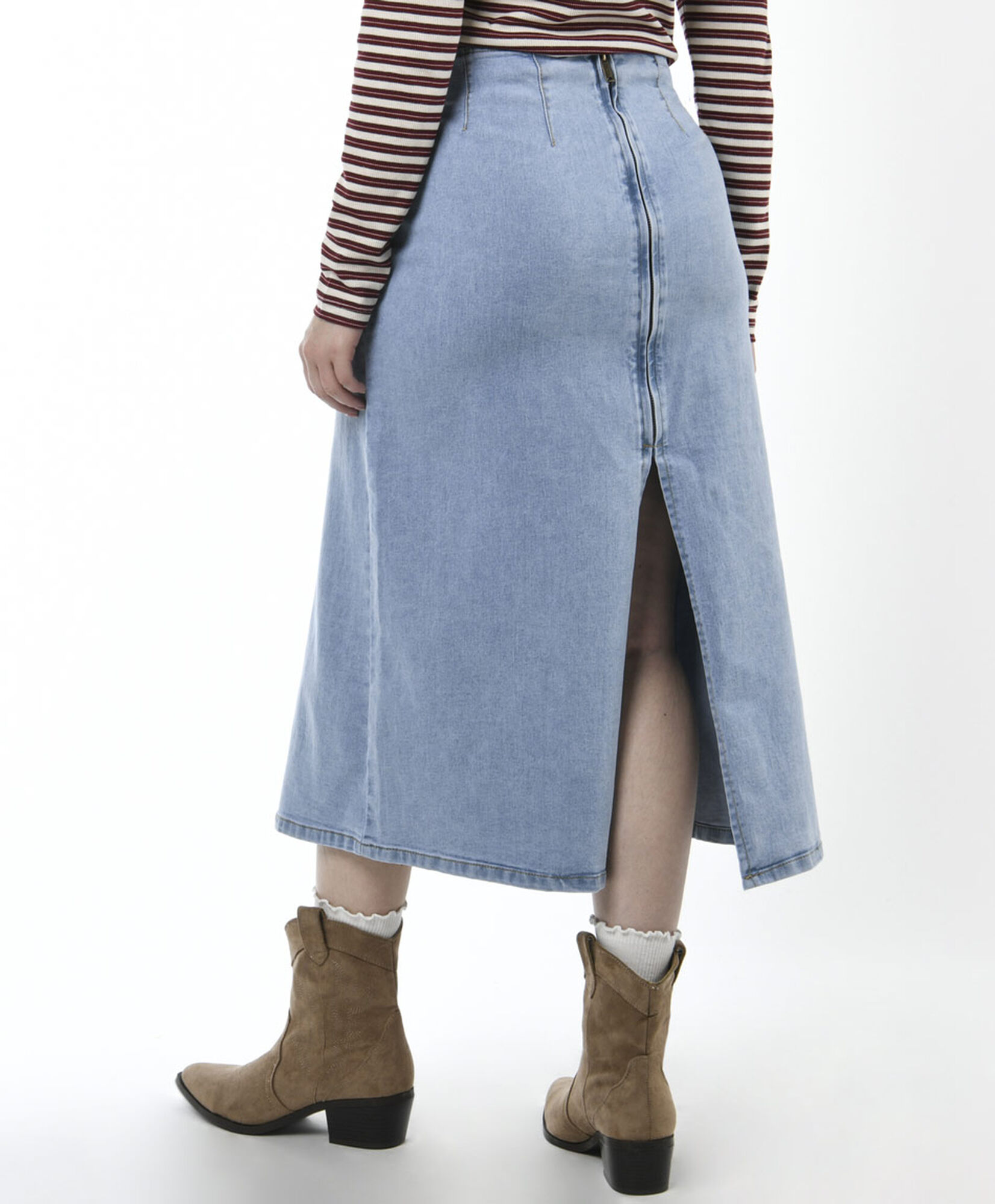 Falda mujer larga denim pinzas Falda mujer larga denim pinzas