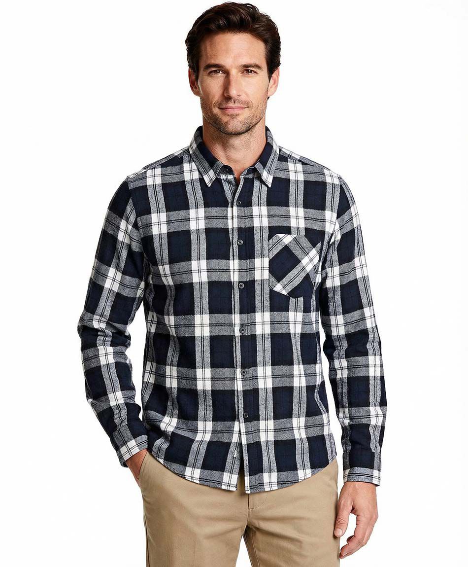 Camisa hombre franela azul oscuro