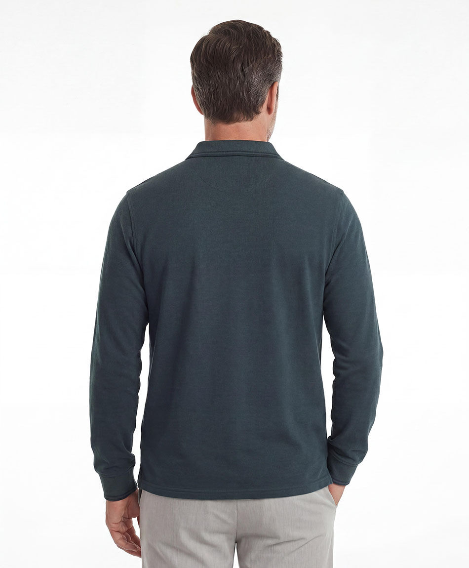 Polera hombre polo manga larga verde oscuro