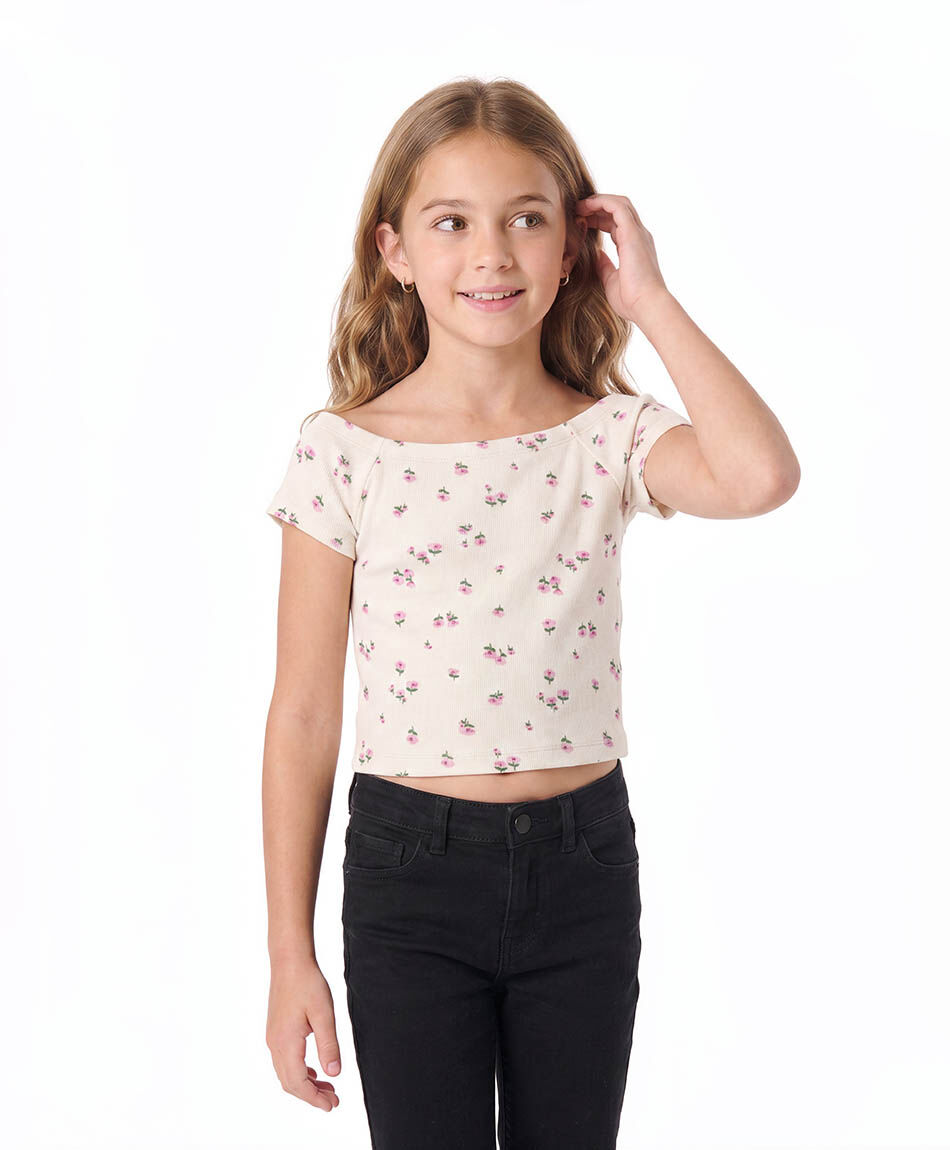 Polera ni&ntilde;a canal&eacute; florcitas