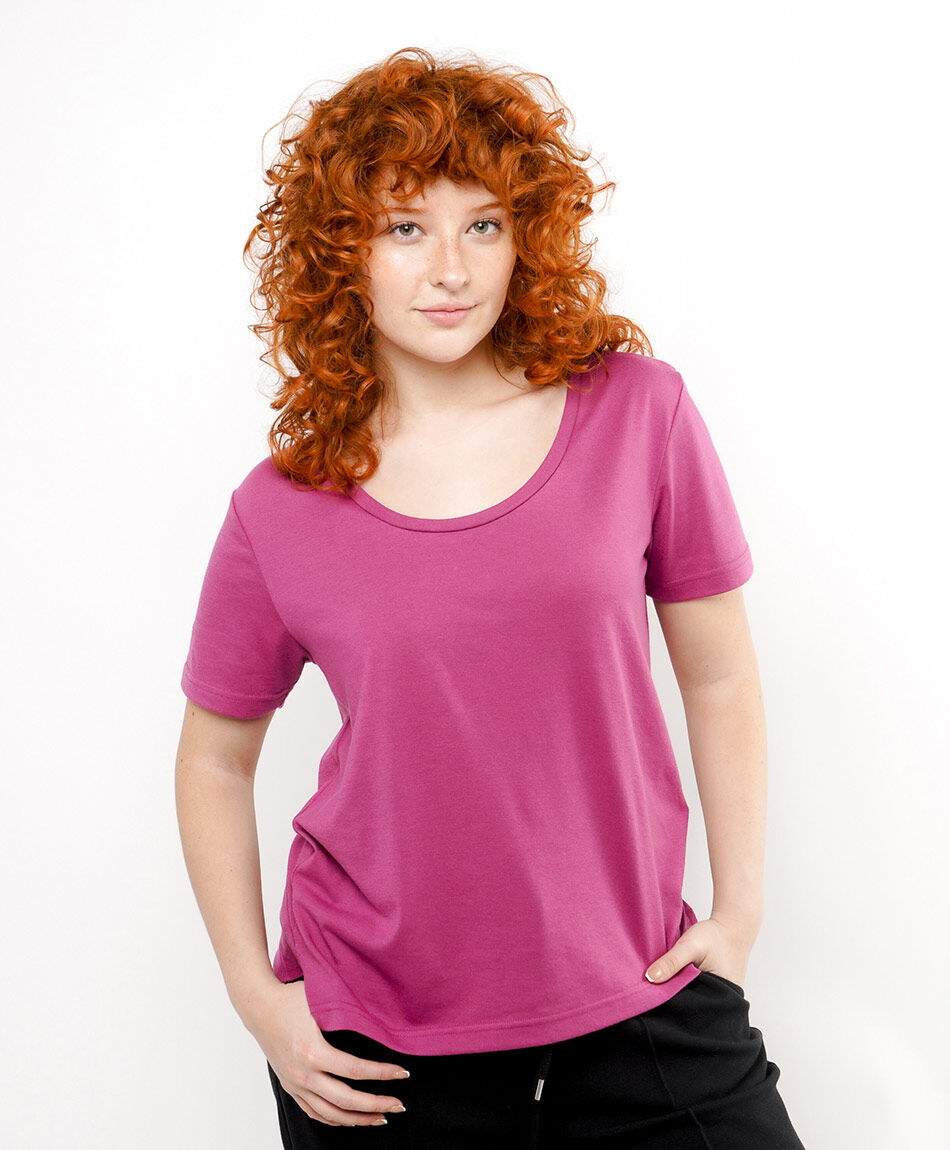 Polera mujer cl&aacute;sica fucsia