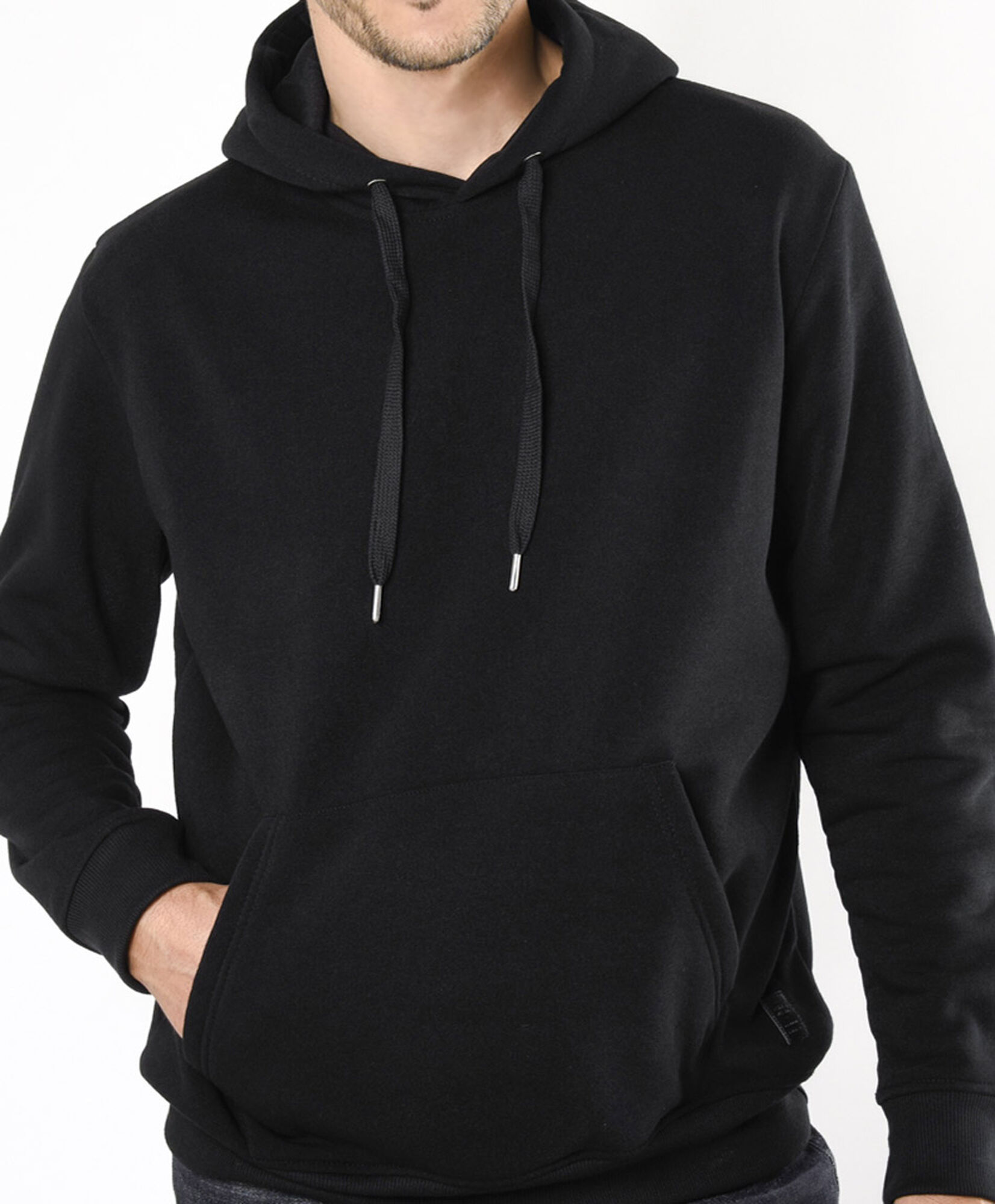 Polerón hombre liso básico negro Polerón hombre liso básico negro