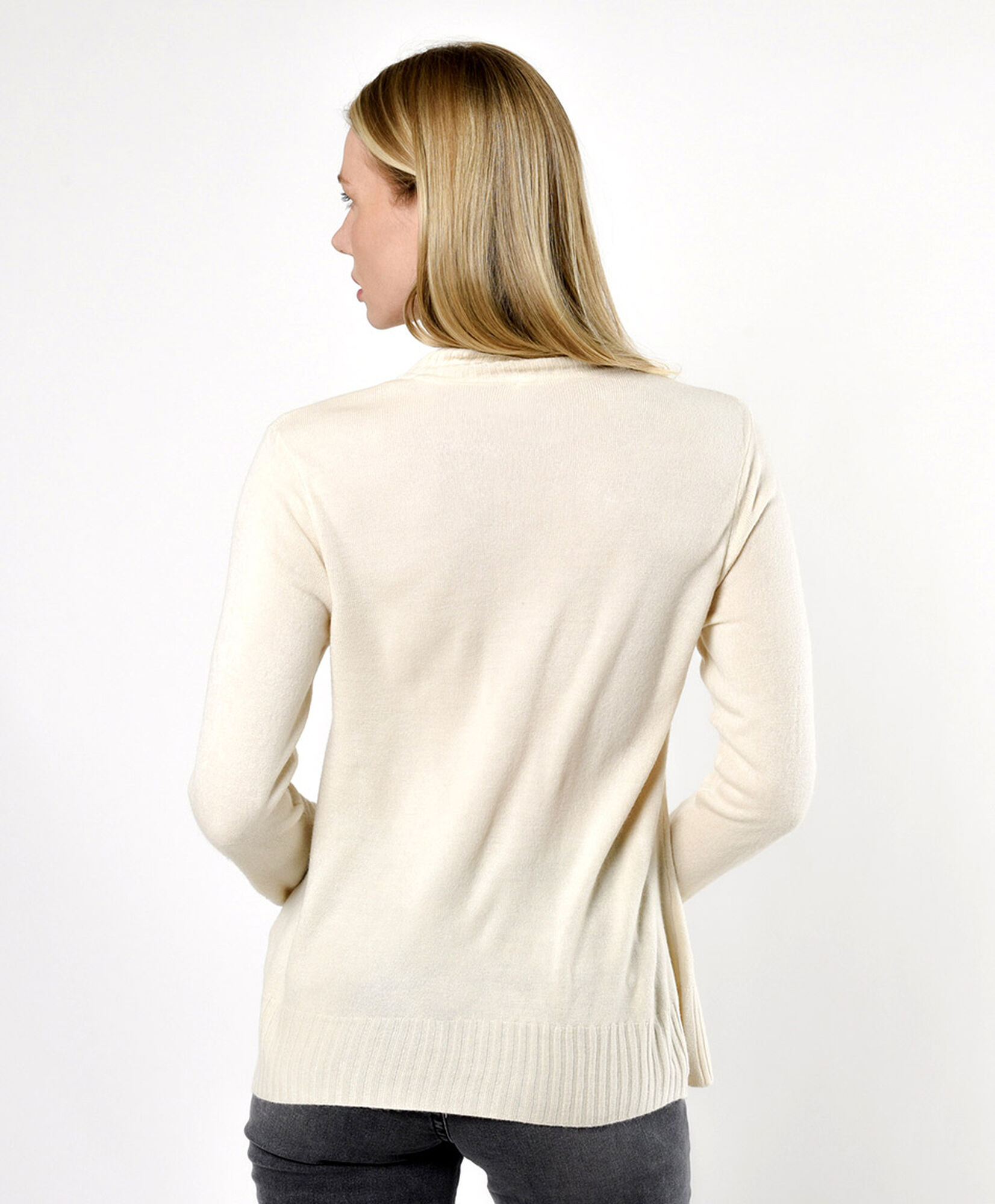 Sweater mujer pretina acanalada beige Sweater mujer pretina acanalada beige