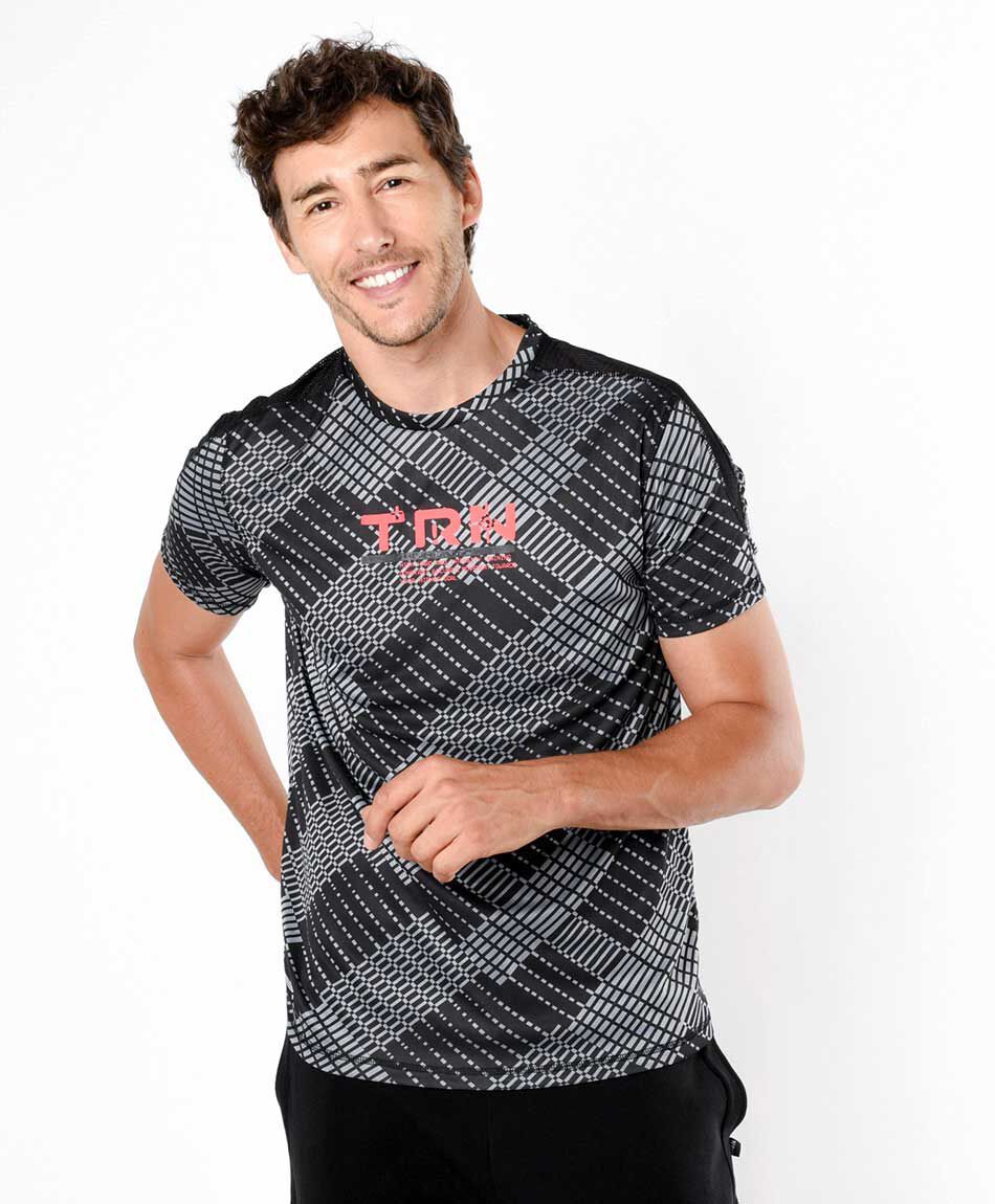 Polera deportiva hombre print bloques