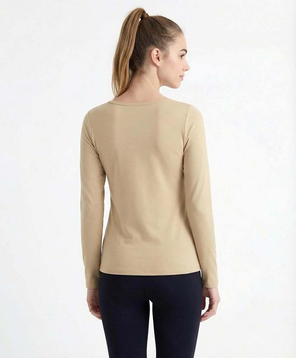 Camiseta mujer lisa termica beige