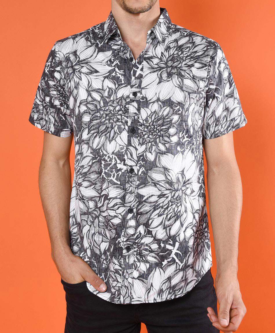 Camisa flores manga corta