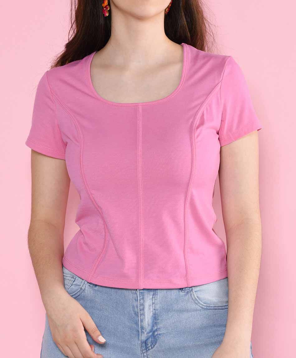 Polera manga corta cuello redondo