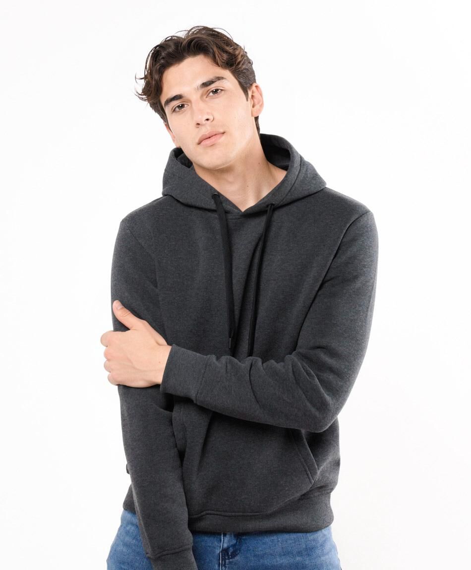 Poler&oacute;n hombre liso capucha