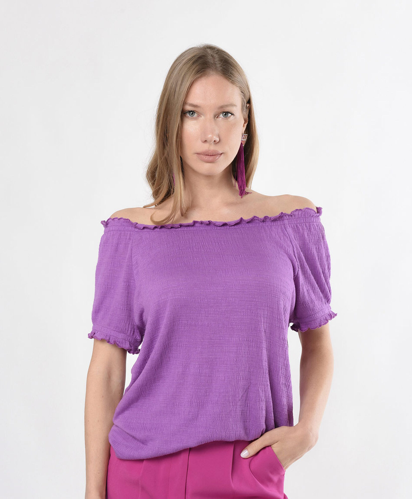 Polera mujer cuello elasticado Polera mujer cuello elasticado