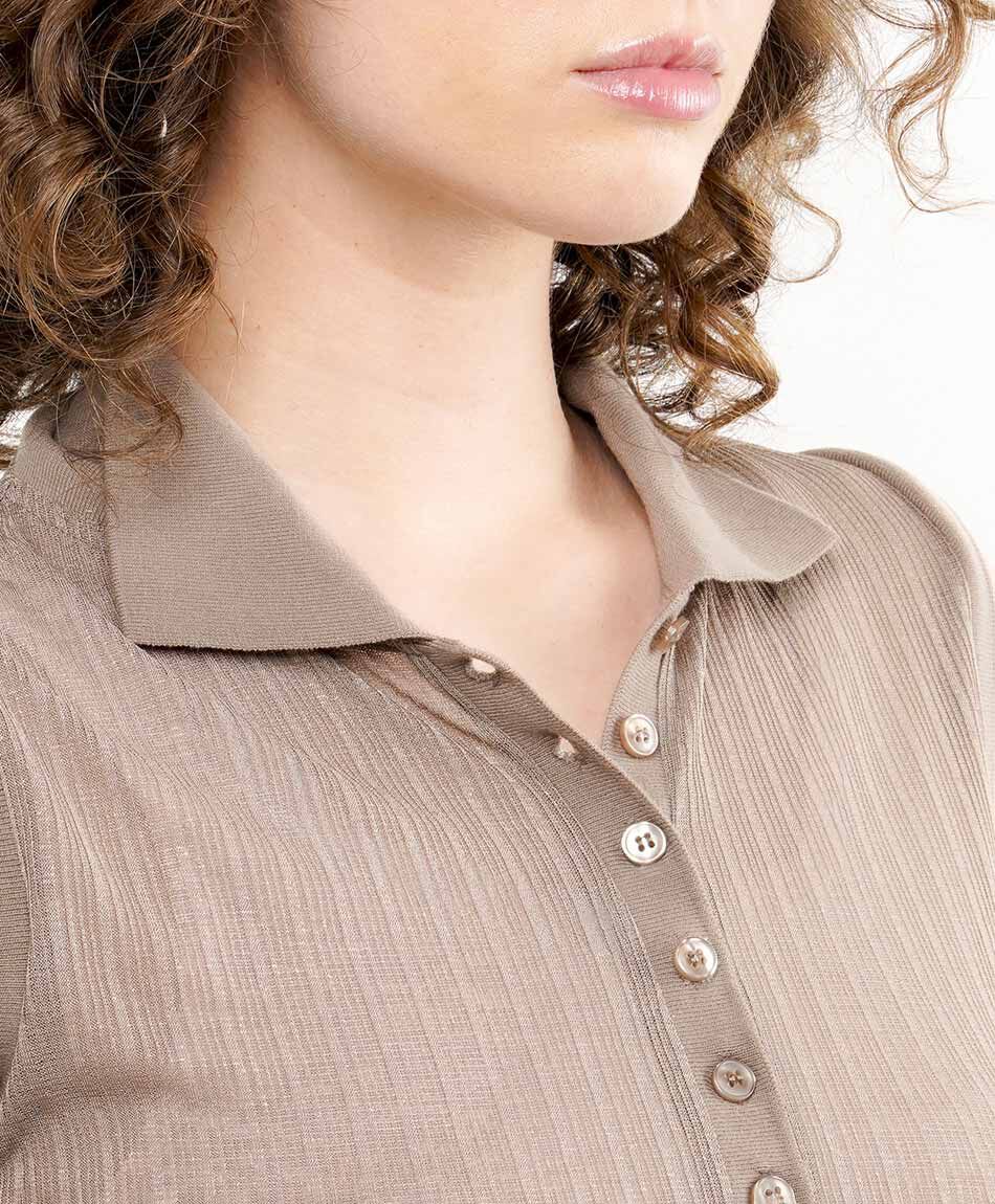 Polera mujer polo jacquard