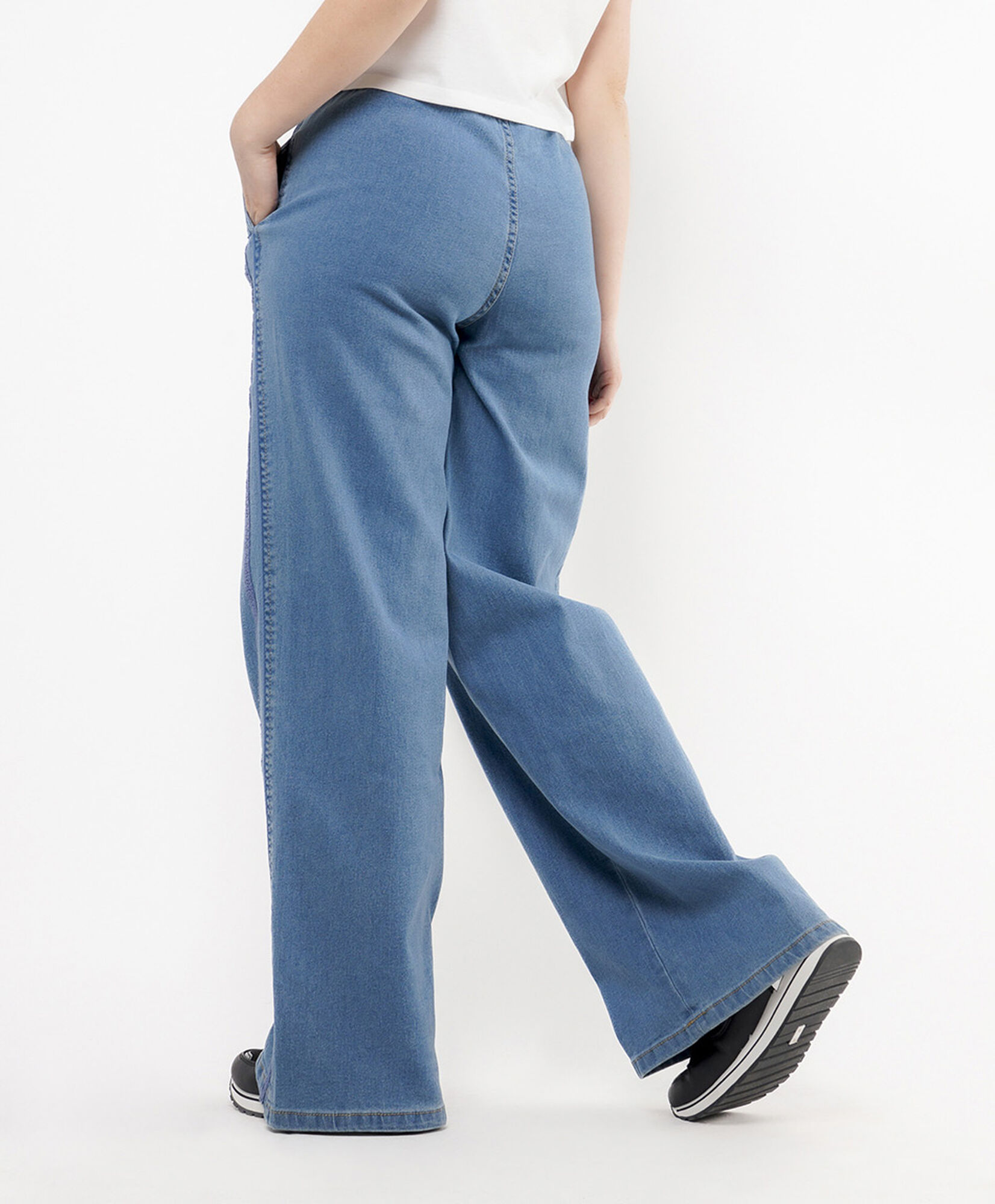 Jeans mujer encaje lateral wide Jeans mujer encaje lateral wide