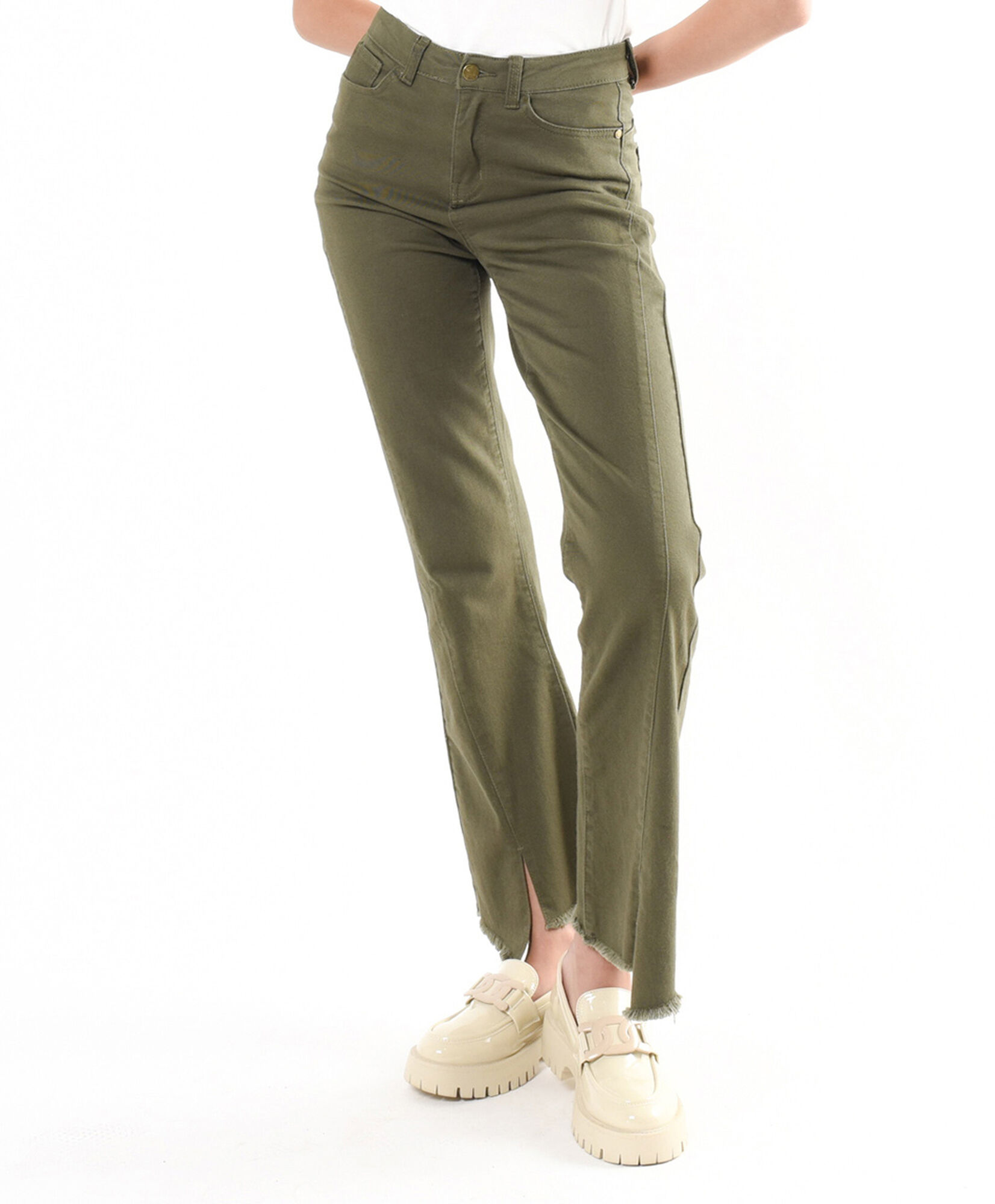 Jeans mujer basta abierta verde flare Jeans mujer basta abierta verde flare