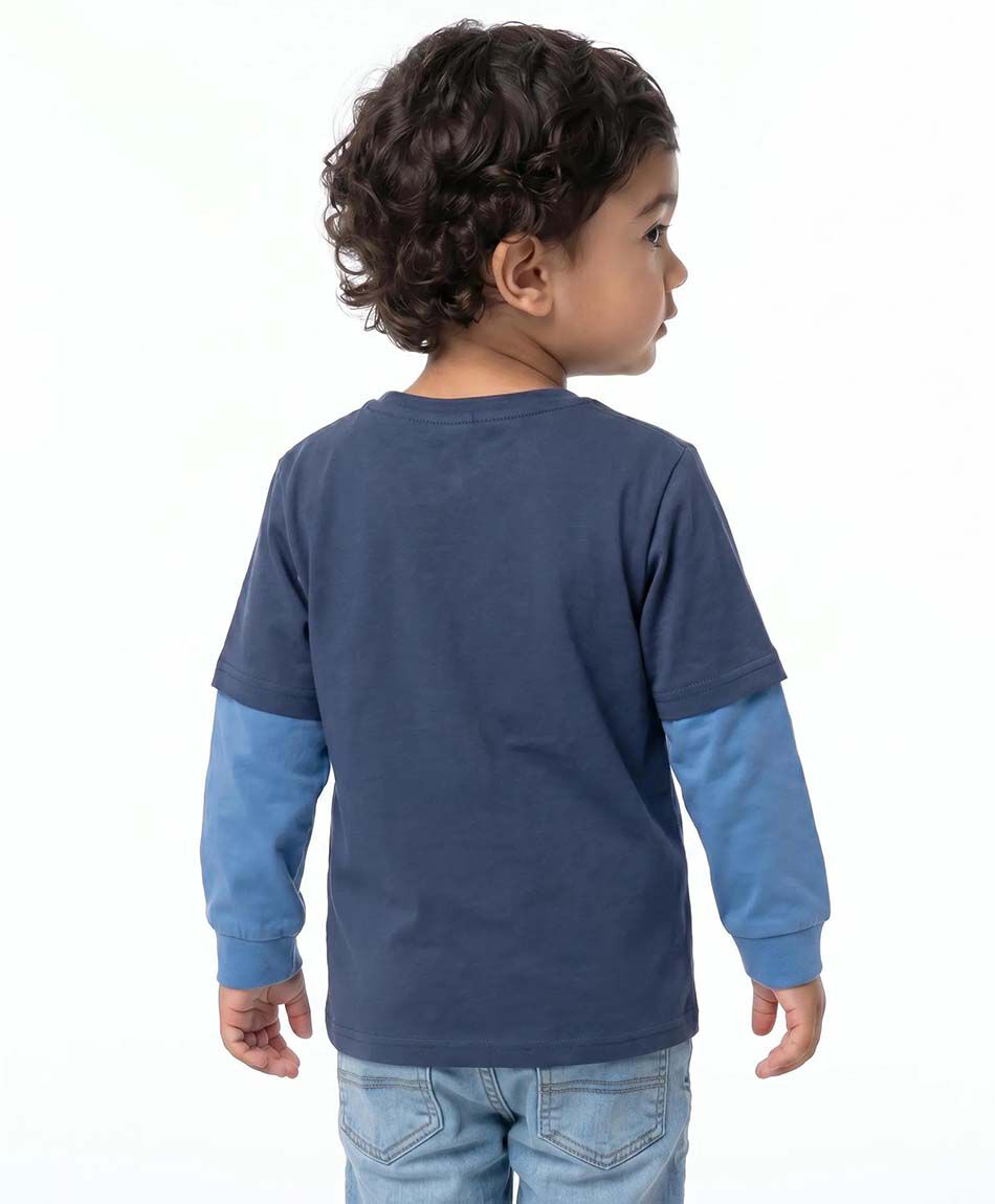 Polera beb&eacute; manga larga camiones