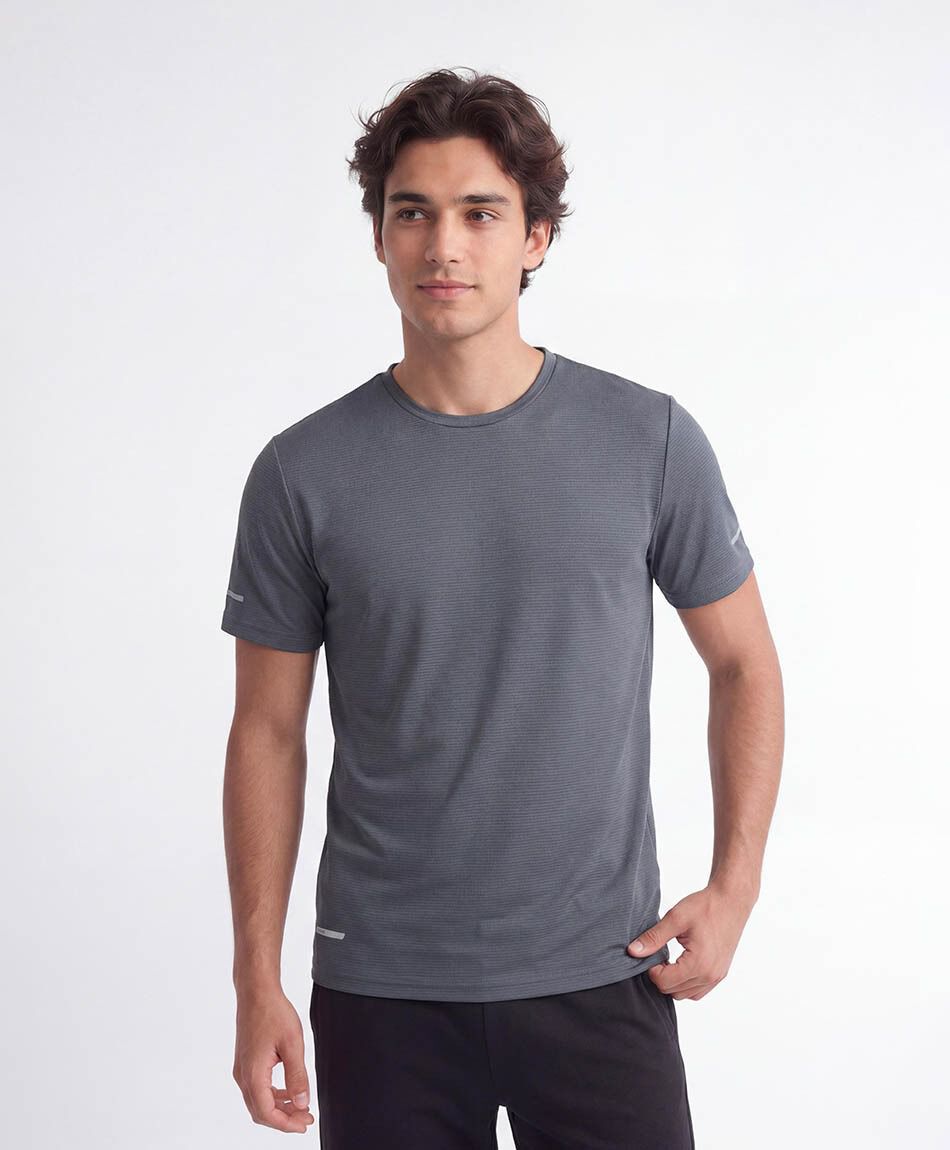 Polera deportiva hombre lisa gris