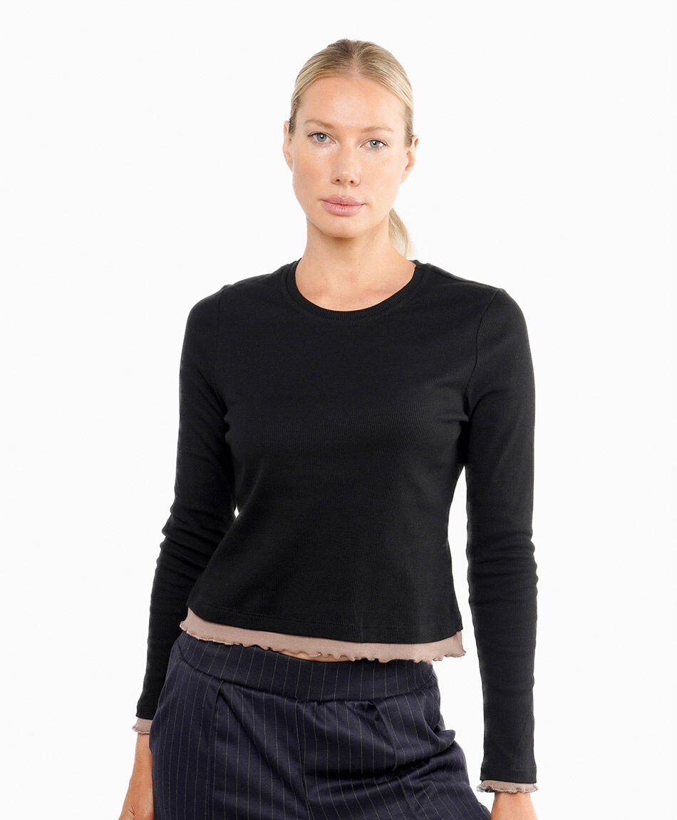 Polera mujer cl&aacute;sica ribete