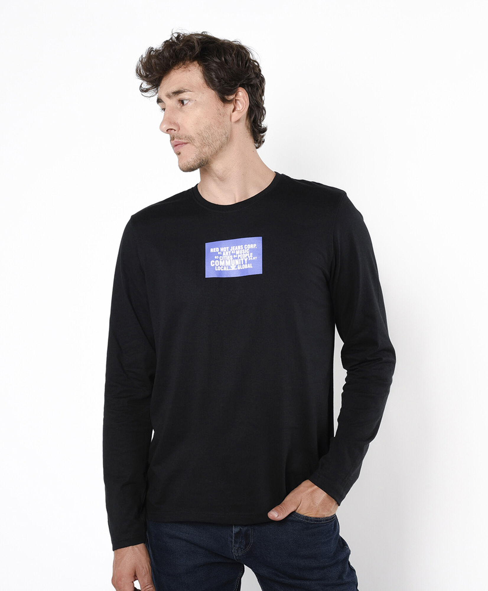 Polera hombre estampado cuadrado Polera hombre estampado cuadrado